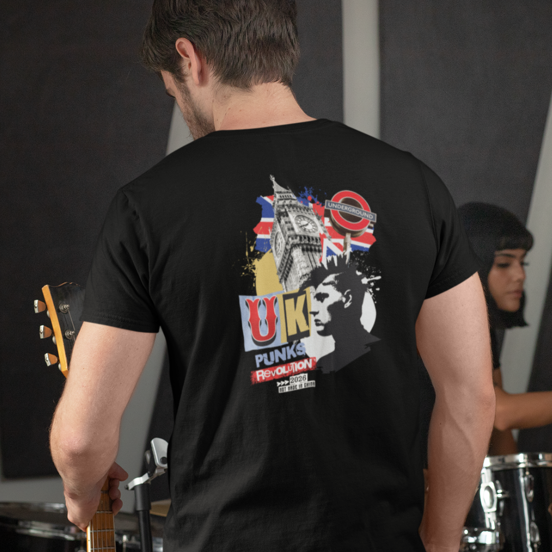 Ponks U.K. Front & Back Graphic Polycotton Single Jersey Unisex T-Shirt Regular Fit Everyday Casual Wear