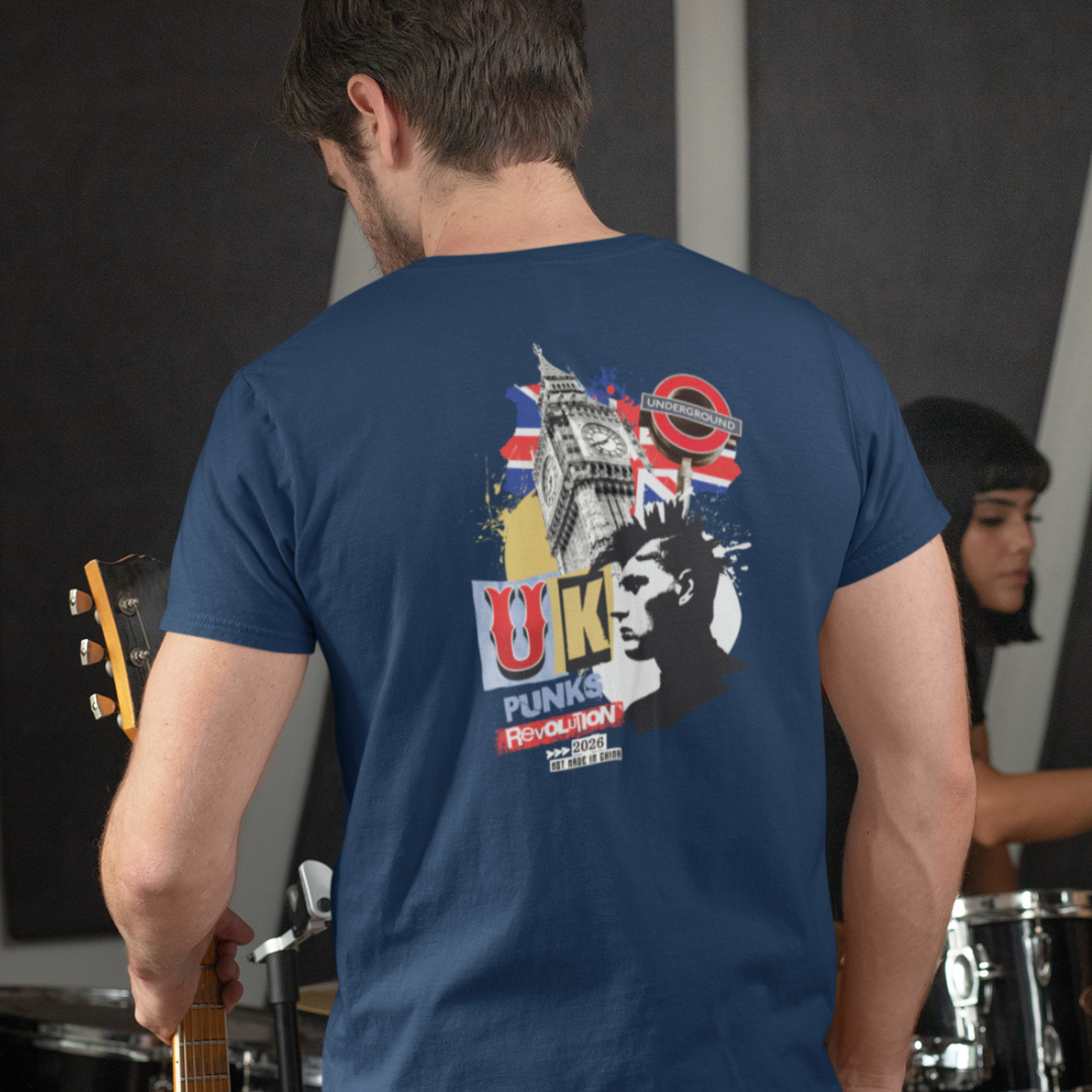 Ponks U.K. Front & Back Graphic Polycotton Single Jersey Unisex T-Shirt Regular Fit Everyday Casual Wear