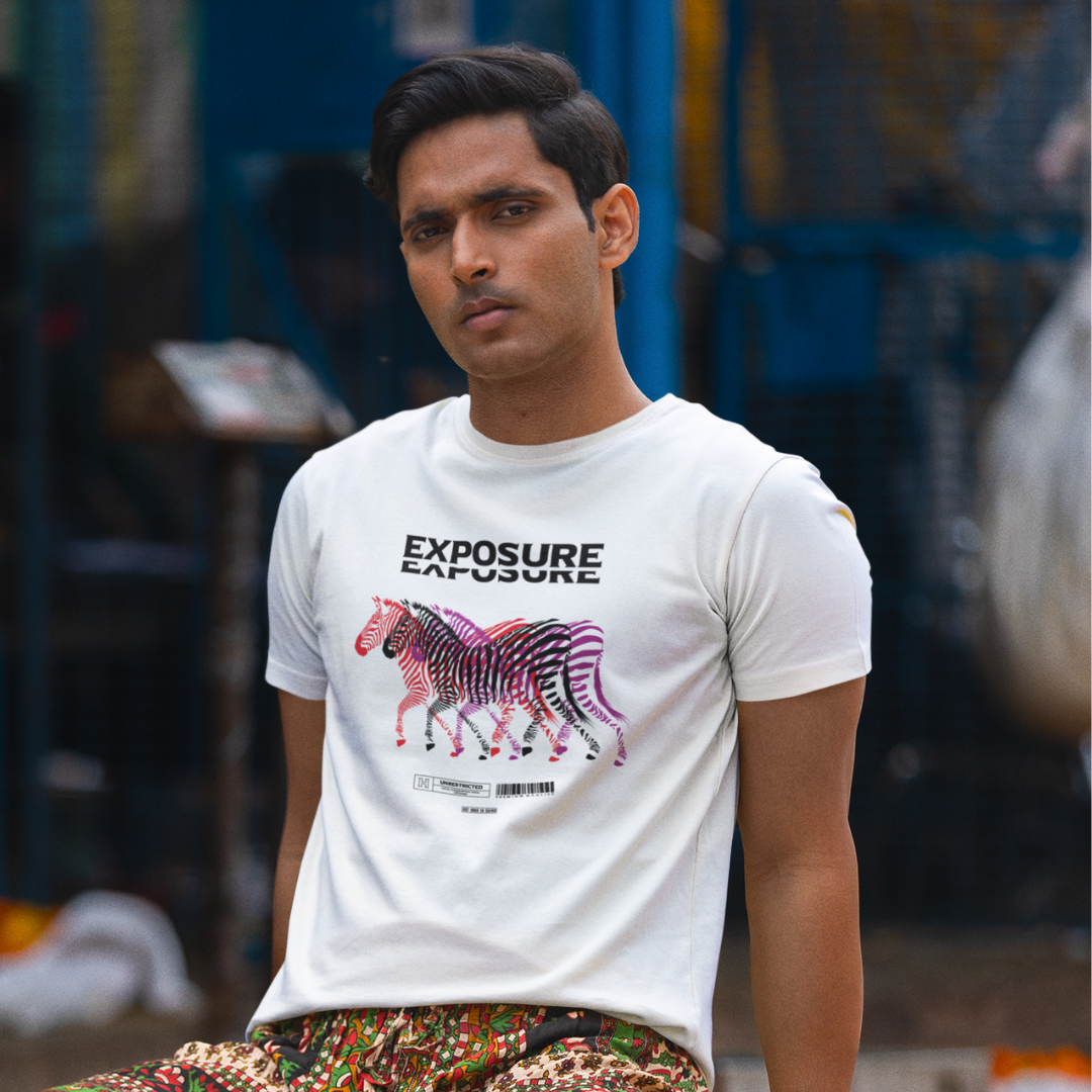Exposure Front & Back Graphic Polycotton Single Jersey Unisex T-Shirt Regular Fit Everyday Casual Wear