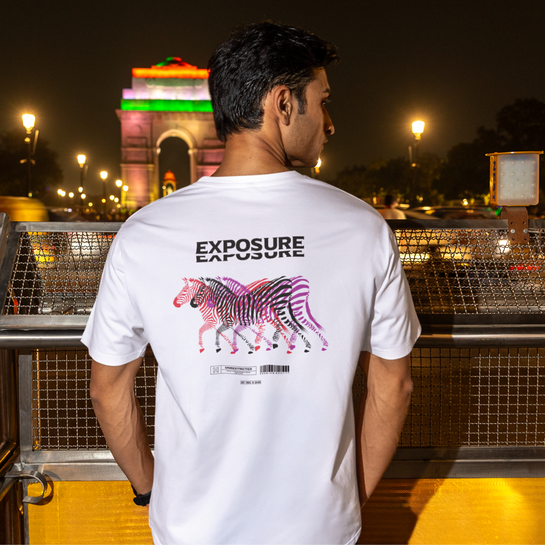 Exposure Front & Back Graphic Polycotton Single Jersey Unisex T-Shirt Regular Fit Everyday Casual Wear