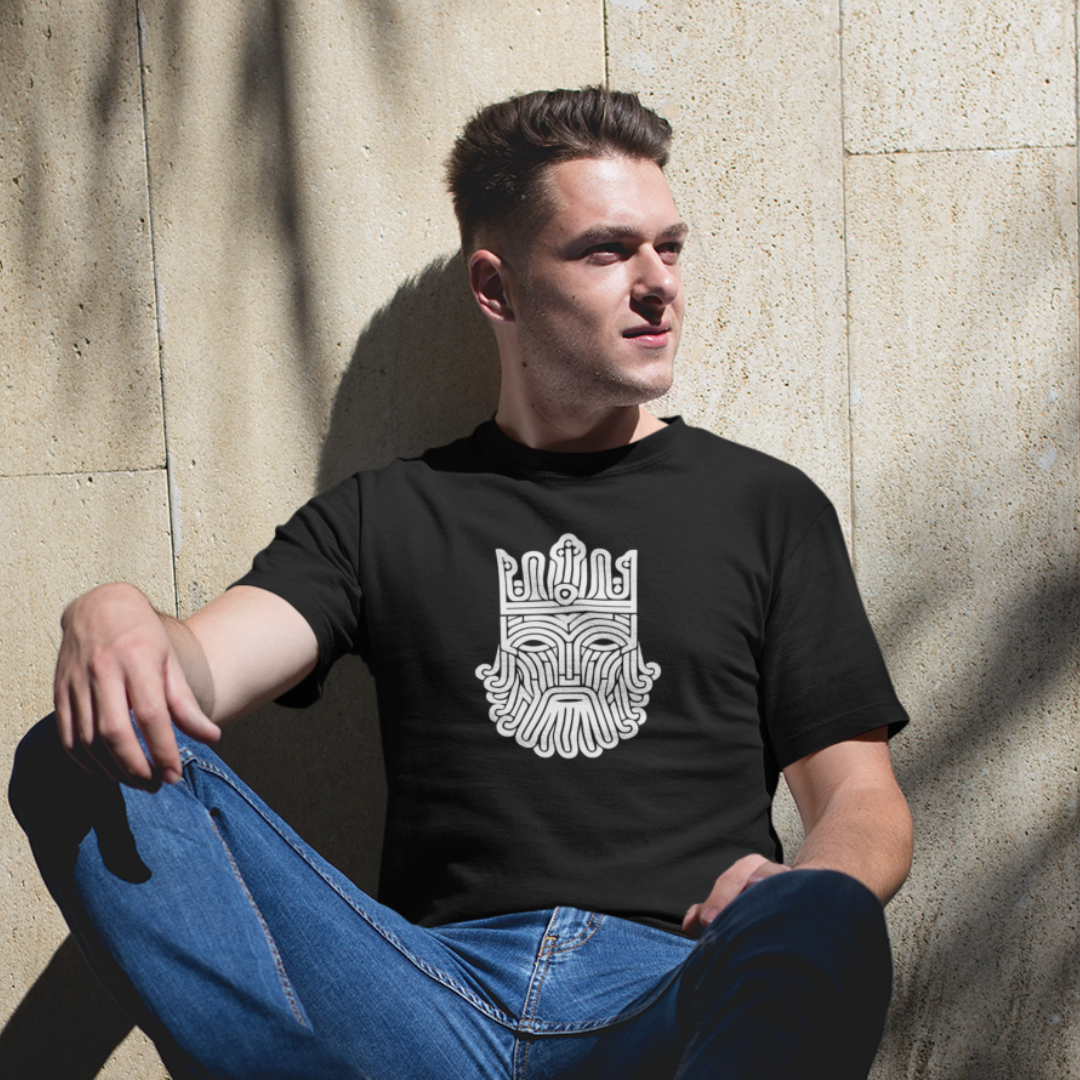 Greek God Front & Back Graphic Polycotton Single Jersey Unisex T-Shirt Regular Fit Everyday Casual Wear