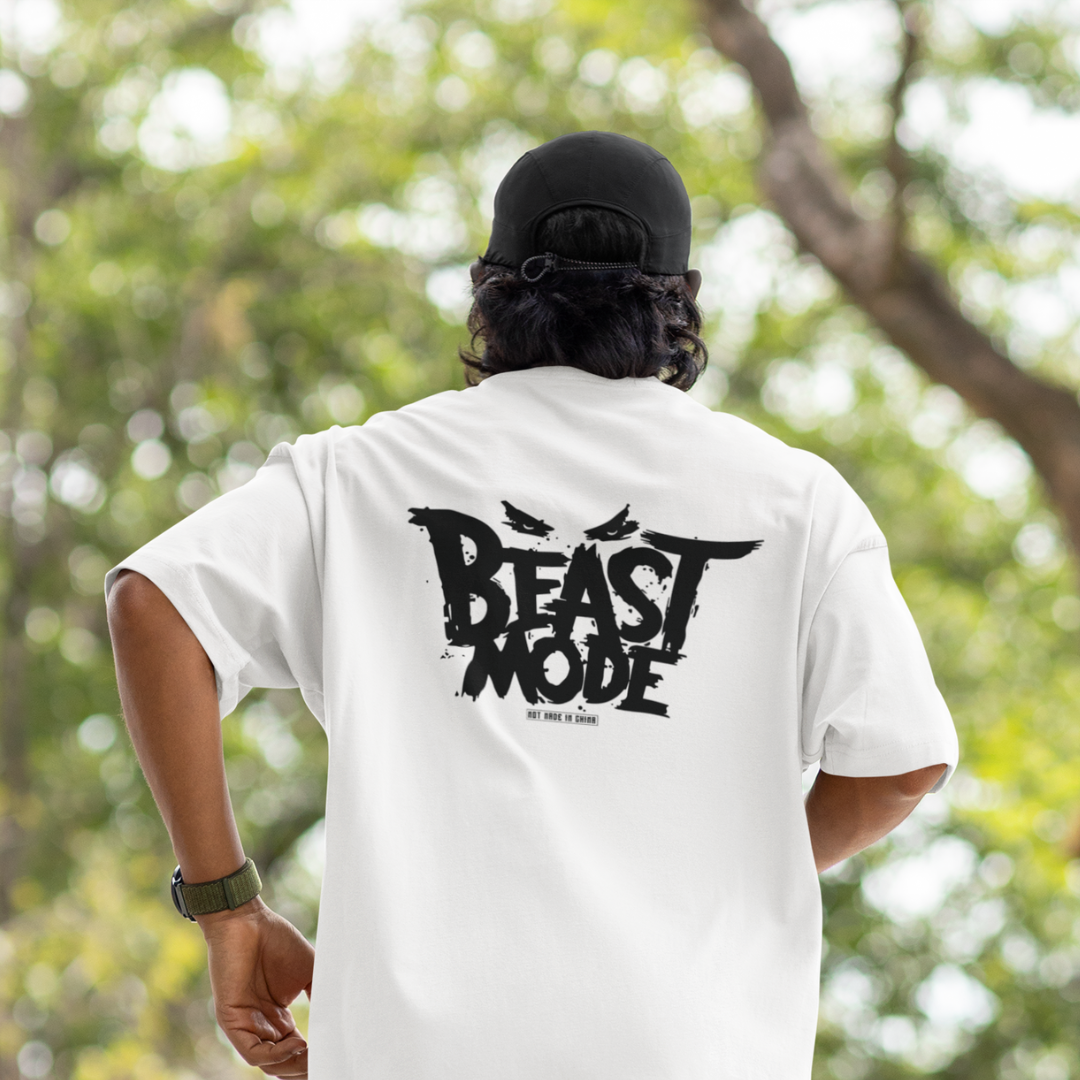 Beast Mode Front & Back Graphic Polycotton Single Jersey Unisex T-Shirt Regular Fit Everyday Casual Wear