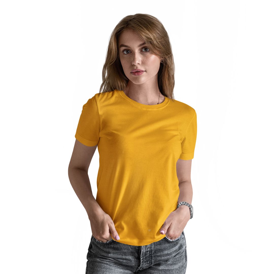 Women’s Yellow Plain Tee – Tantra Original Since 1997 – 100% Cotton Everyday Wear – Shipping Globally!
