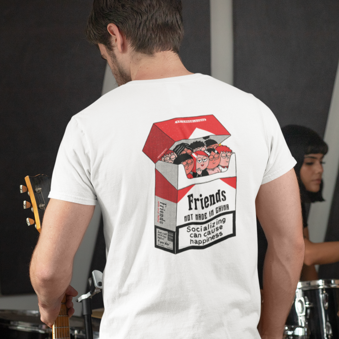 Friends & Laughs Front & Back Graphic Polycotton Single Jersey Unisex T-Shirt Regular Fit Everyday Casual Wear