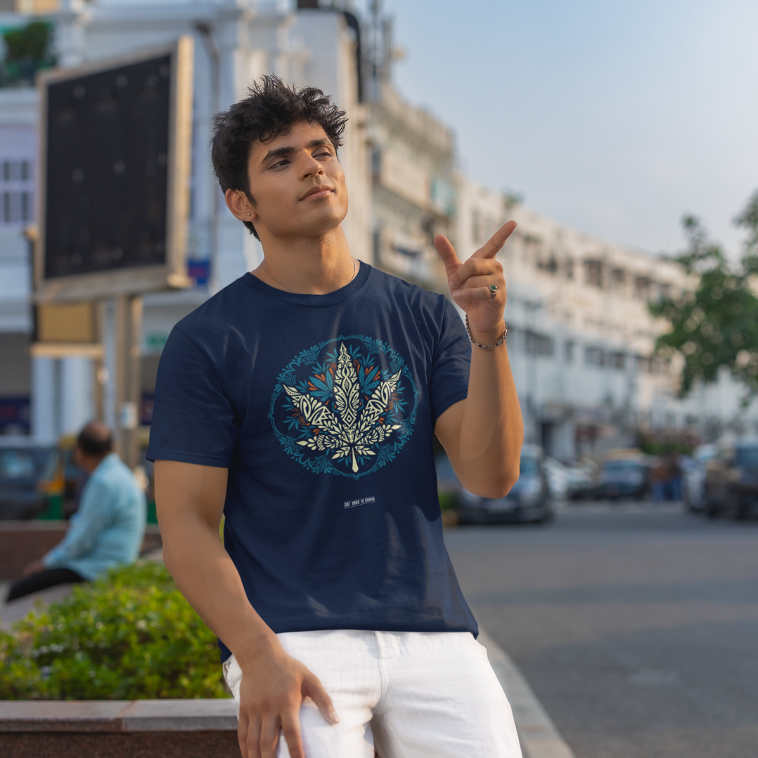 Mandala W Front & Back Graphic Polycotton Single Jersey Unisex T-Shirt Regular Fit Everyday Casual Wear