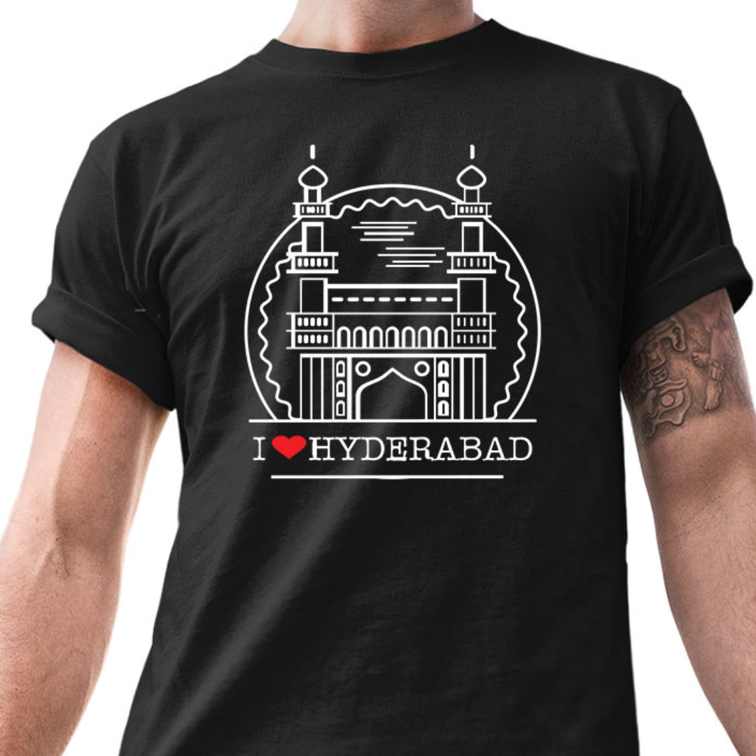 Tantra I Love Hyderabad Cotton Unisex Graphic T-Shirt Everyday Casual Wear Original Since 1997