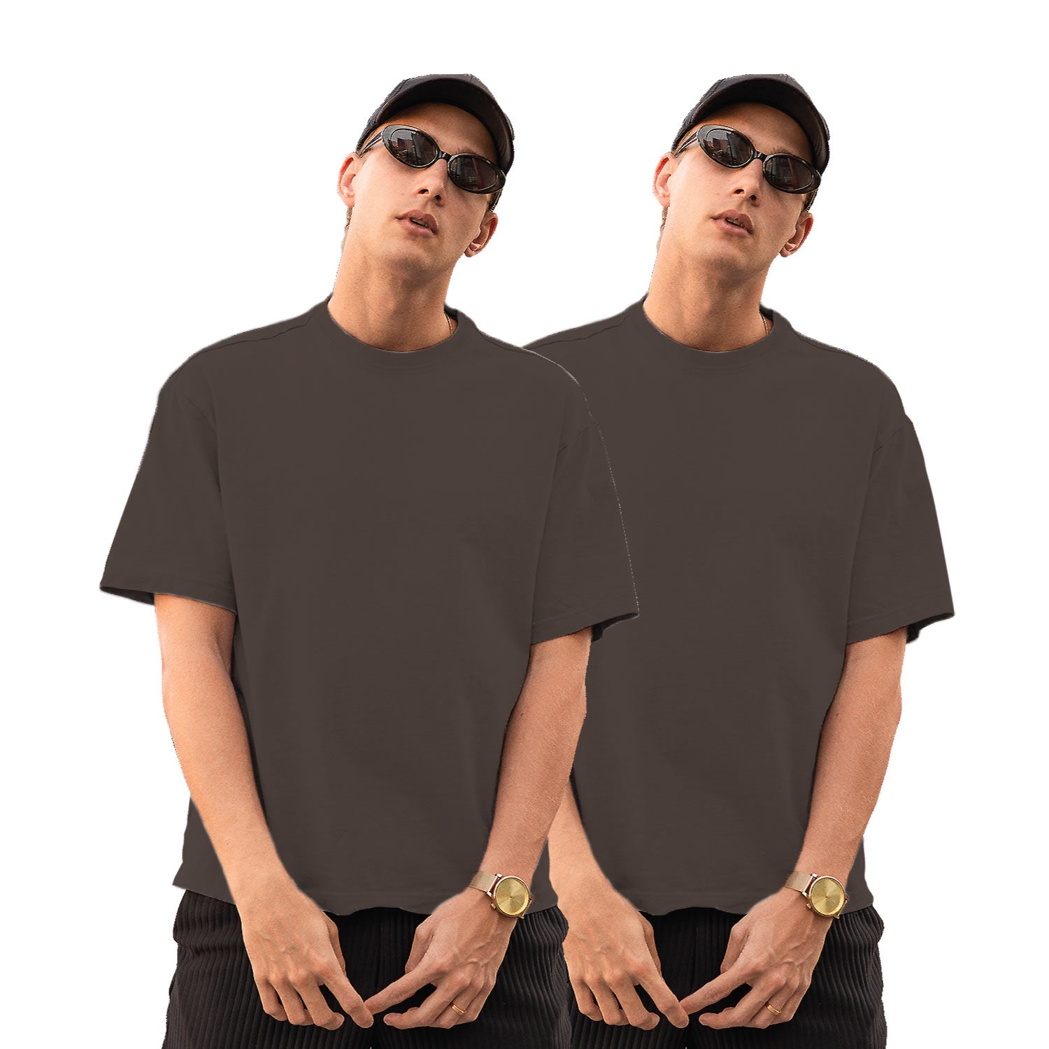 Pack of 2 Coffee Plain Oversize Tees – Tantra Original Brand Since 1997 – Unisex Cotton Everyday Wear - Shipping Globally!