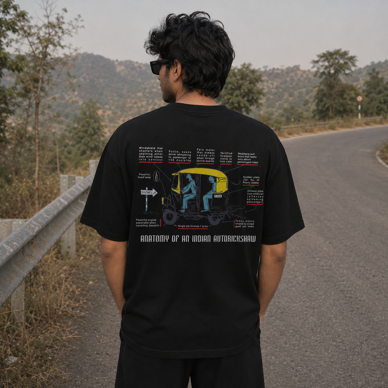 Autorickshaw Oversized Back Print Cotton Men's T-Shirt Casual Wear Tantra Original Since 1997