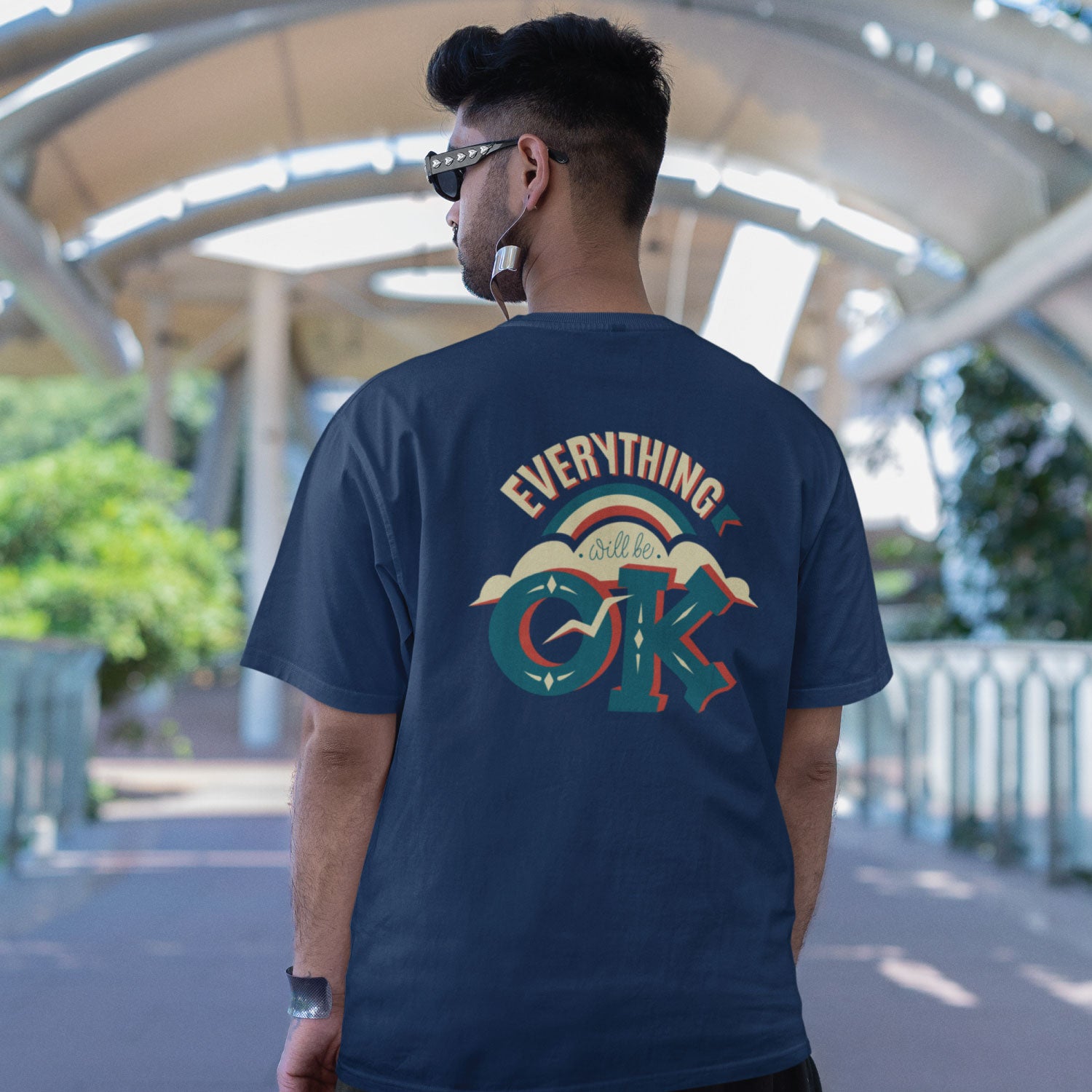 Everything Men's Front & Back Graphic Polycotton Single Jersey T-Shirt Regular Fit Everyday Casual Wear