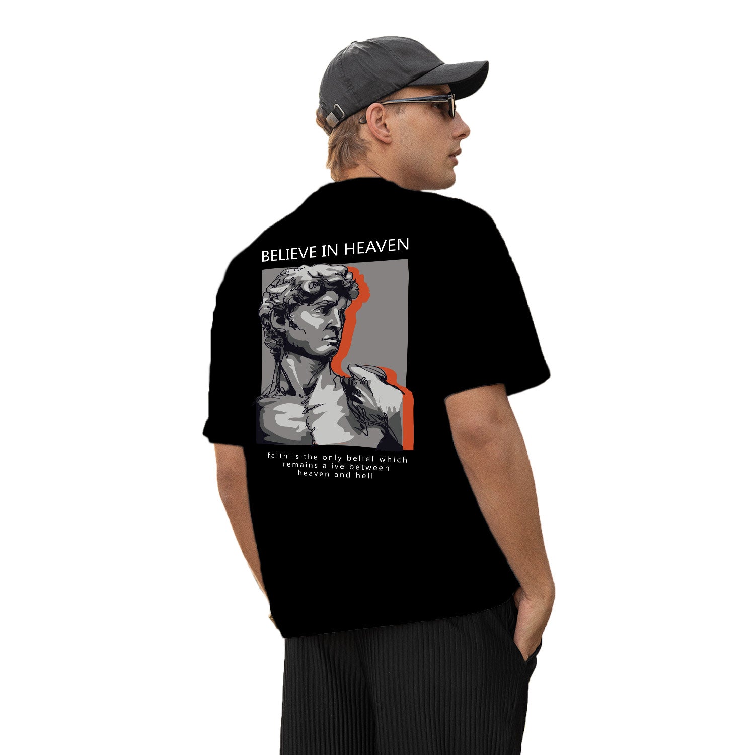 Believe In Heaven Oversize Back Print – Tantra Original Brand Since 1997 – Unisex Cotton Tee Everyday Wear - Shipping Globally!