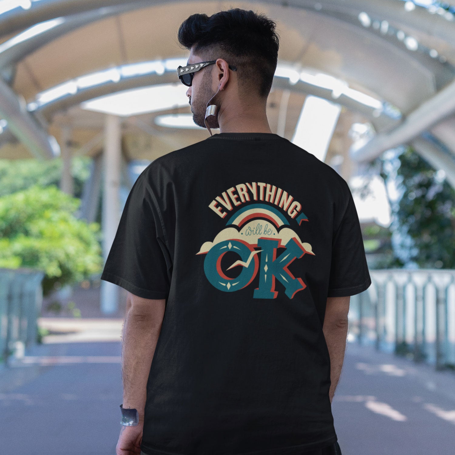Everything Men's Front & Back Graphic Polycotton Single Jersey T-Shirt Regular Fit Everyday Casual Wear