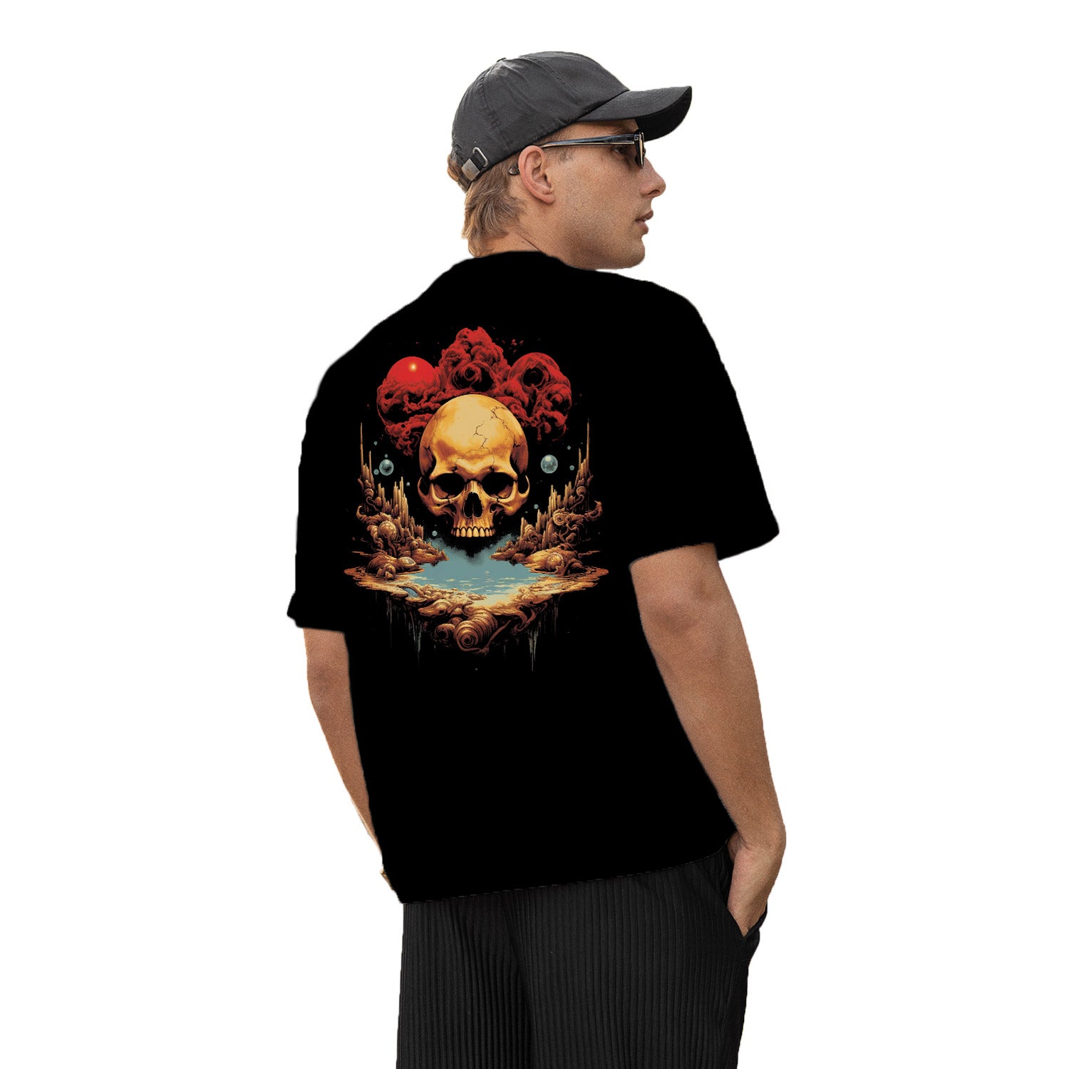 Half Skull Oversize Back Print – Tantra Original Brand Since 1997 – Unisex Cotton Tee Everyday Wear - Shipping Globally!