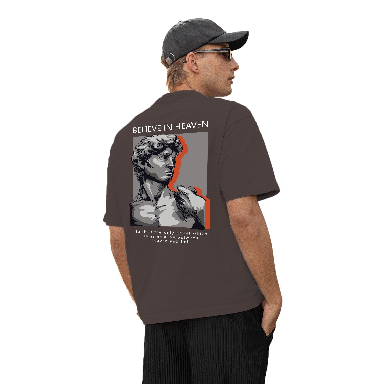 Believe In Heaven Oversize Back Print – Tantra Original Brand Since 1997 – Unisex Cotton Tee Everyday Wear - Shipping Globally!