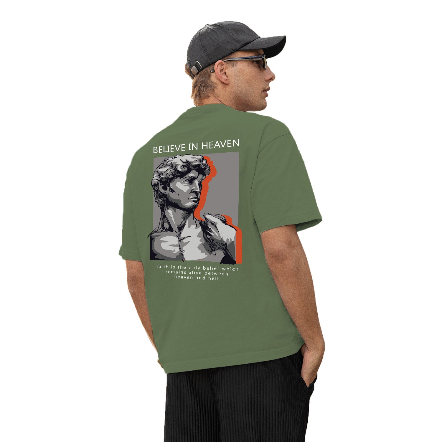 Believe In Heaven Oversize Back Print – Tantra Original Brand Since 1997 – Unisex Cotton Tee Everyday Wear - Shipping Globally!