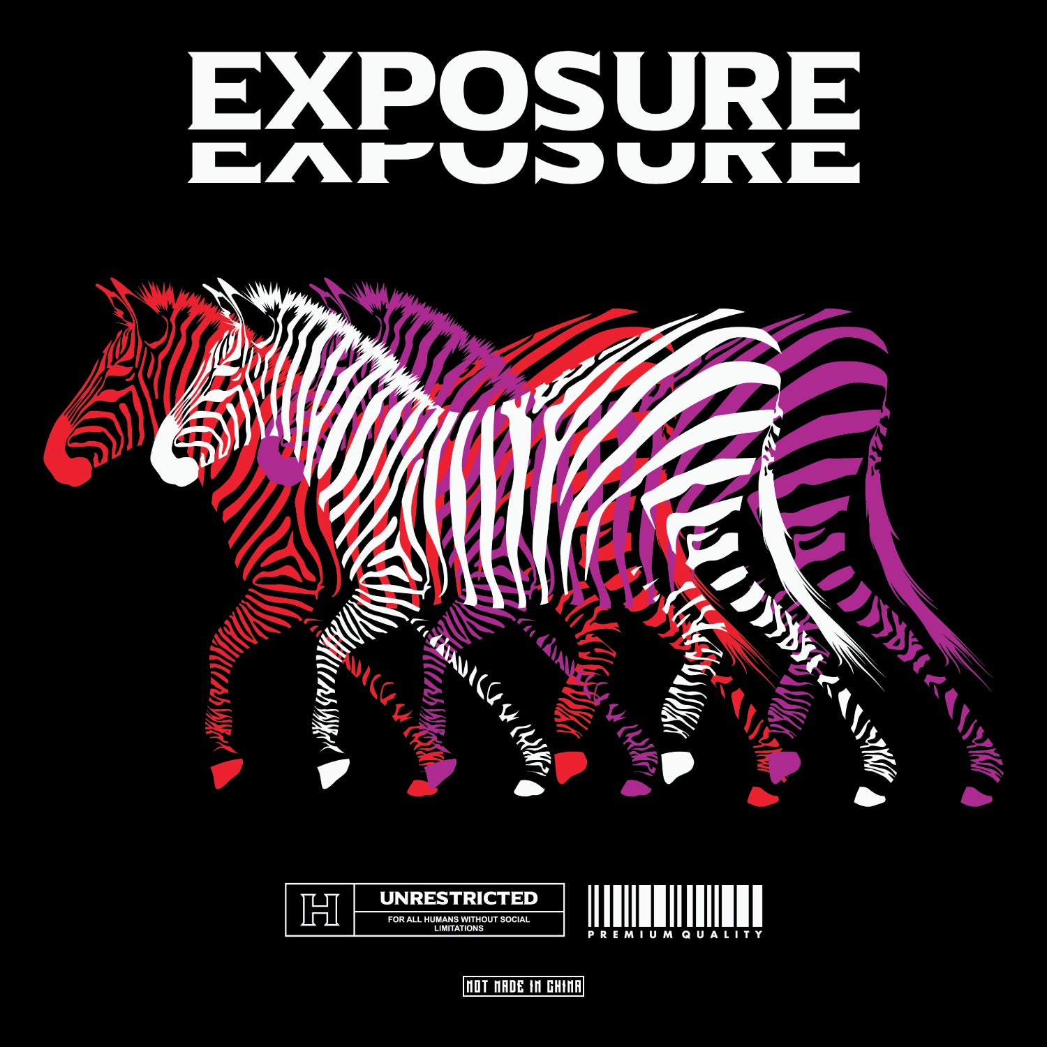 Exposure Front & Back Graphic Polycotton Single Jersey Unisex T-Shirt Regular Fit Everyday Casual Wear