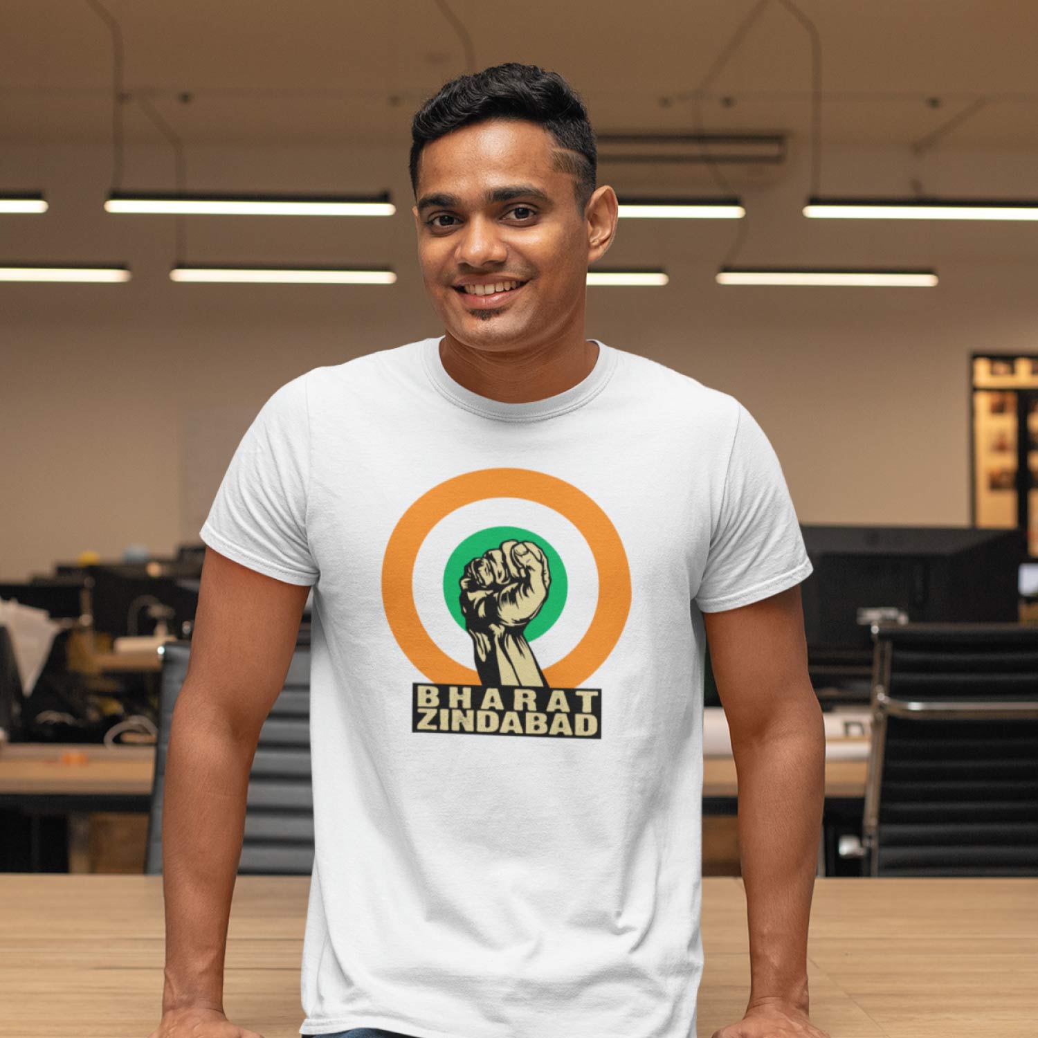 Bharat Zindabad - Unisex Graphic Tee, Regular Fit, Half Sleeve, Round Neck, Premium Cotton, Casual Wear.