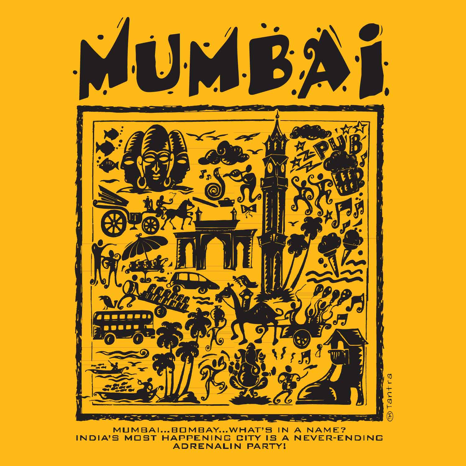 Bombay Mumbai – Tantra Original Brand Since 1997 – Unisex Cotton Tee Everyday Wear - Shipping Globally!