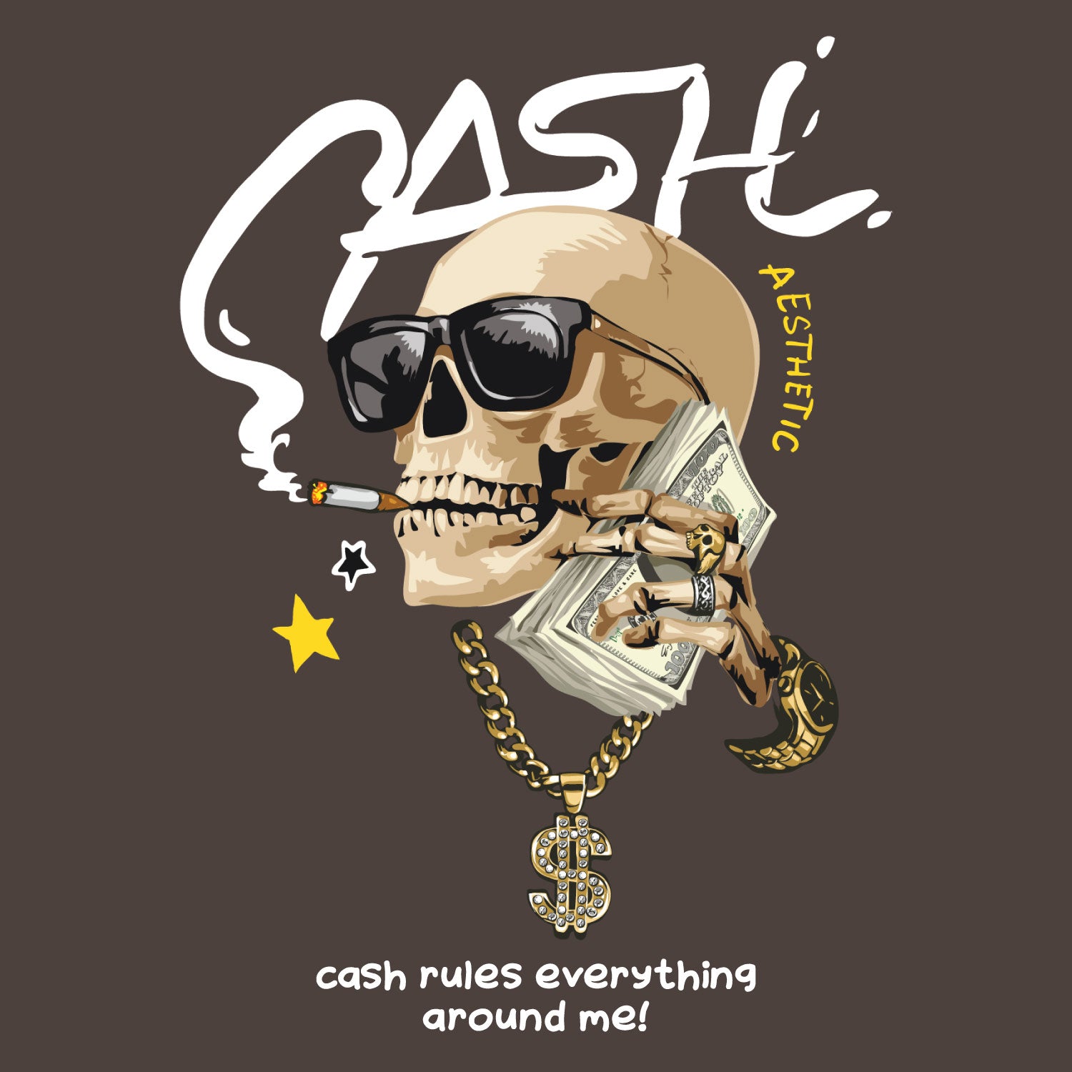 Cash Oversize Back Print – Tantra Original Brand Since 1997 – Unisex Cotton Tee Everyday Wear - Shipping Globally!