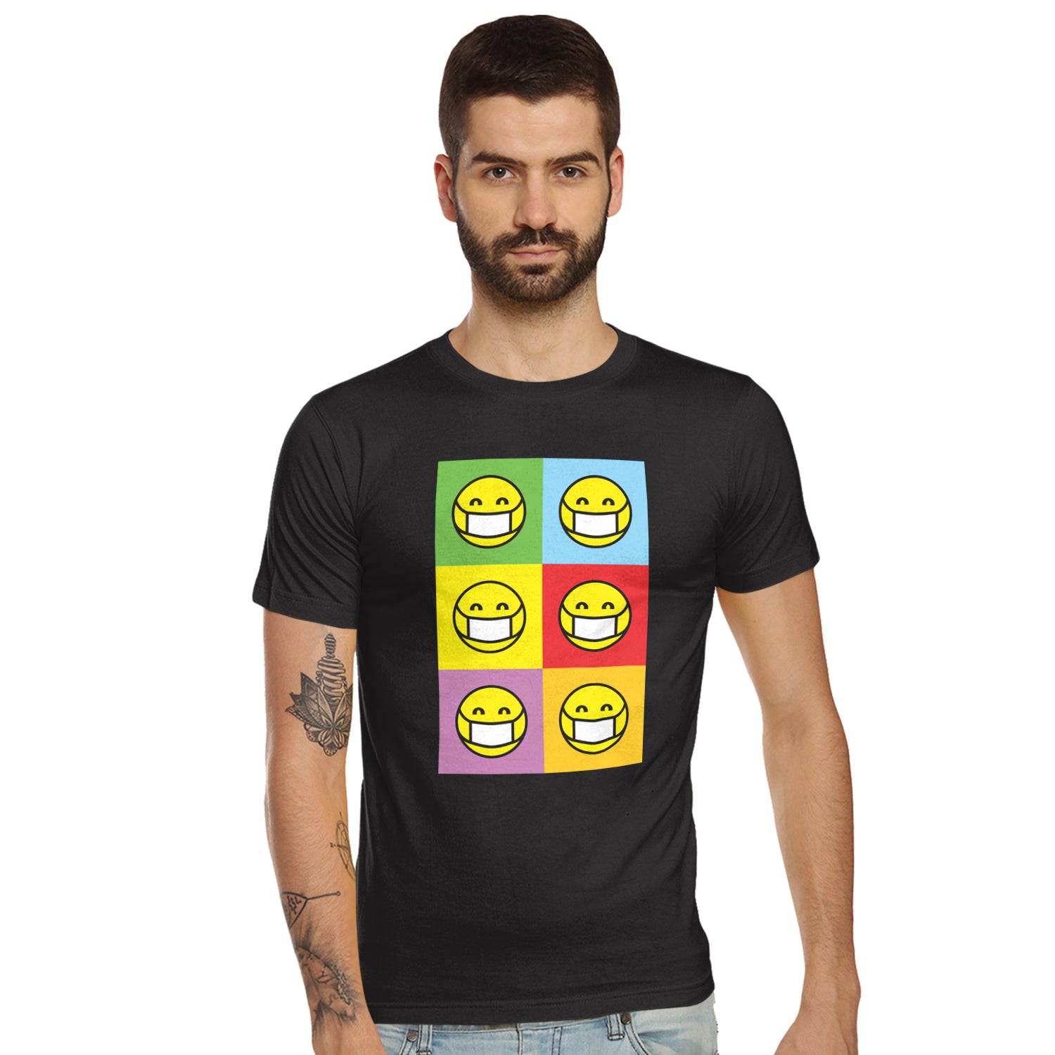 Smiley Mask – Tantra Original Brand Since 1997 – Unisex Cotton Tee Everyday Wear - Shipping Globally!