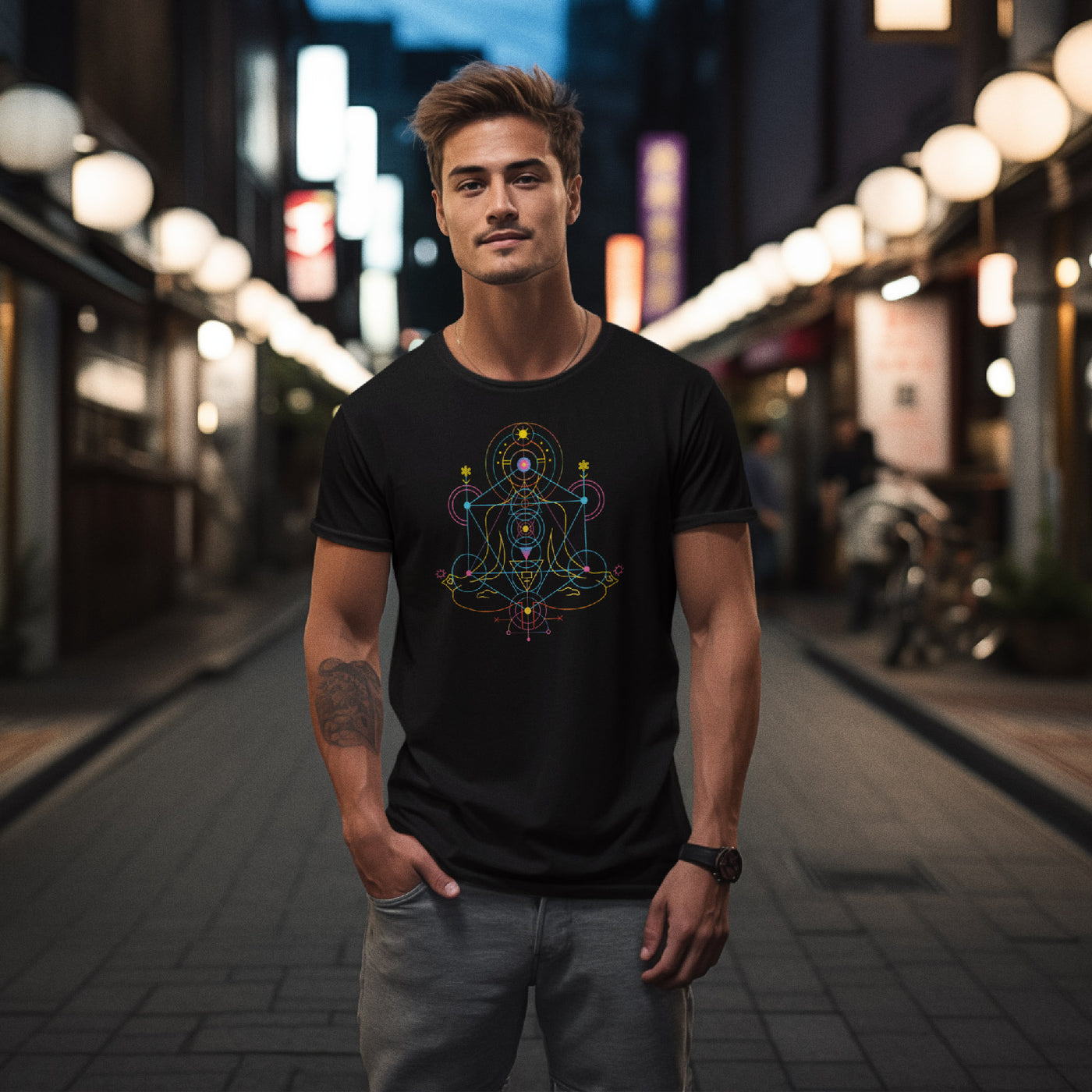 Tantra Energy Flow 100% Cotton Round Neck Printed Tshirt - Shipping Globally!