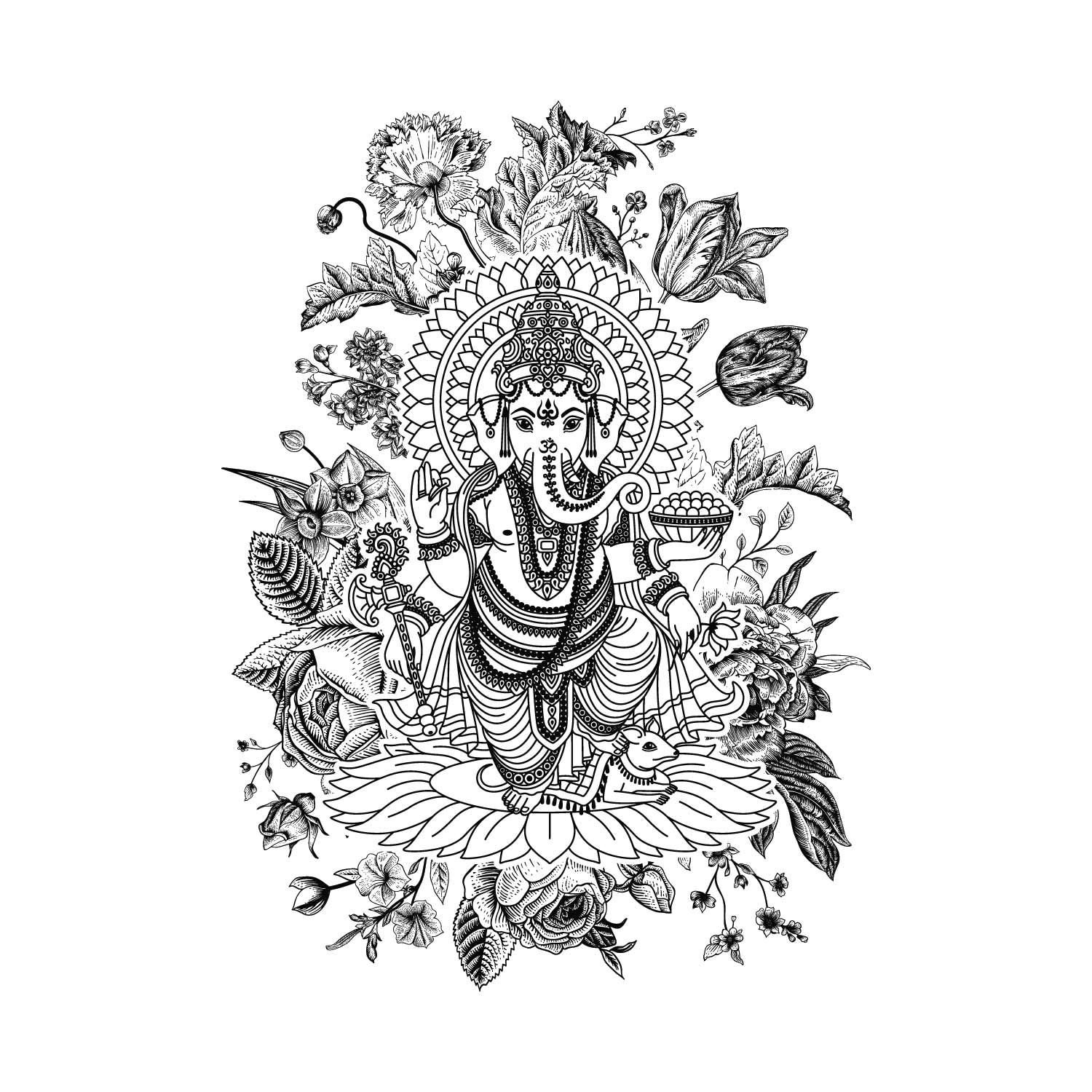 Floral Ganpati Kids Cotton Tee Everyday Wear – Tantra Original Since 1997 – Shipping Globally!