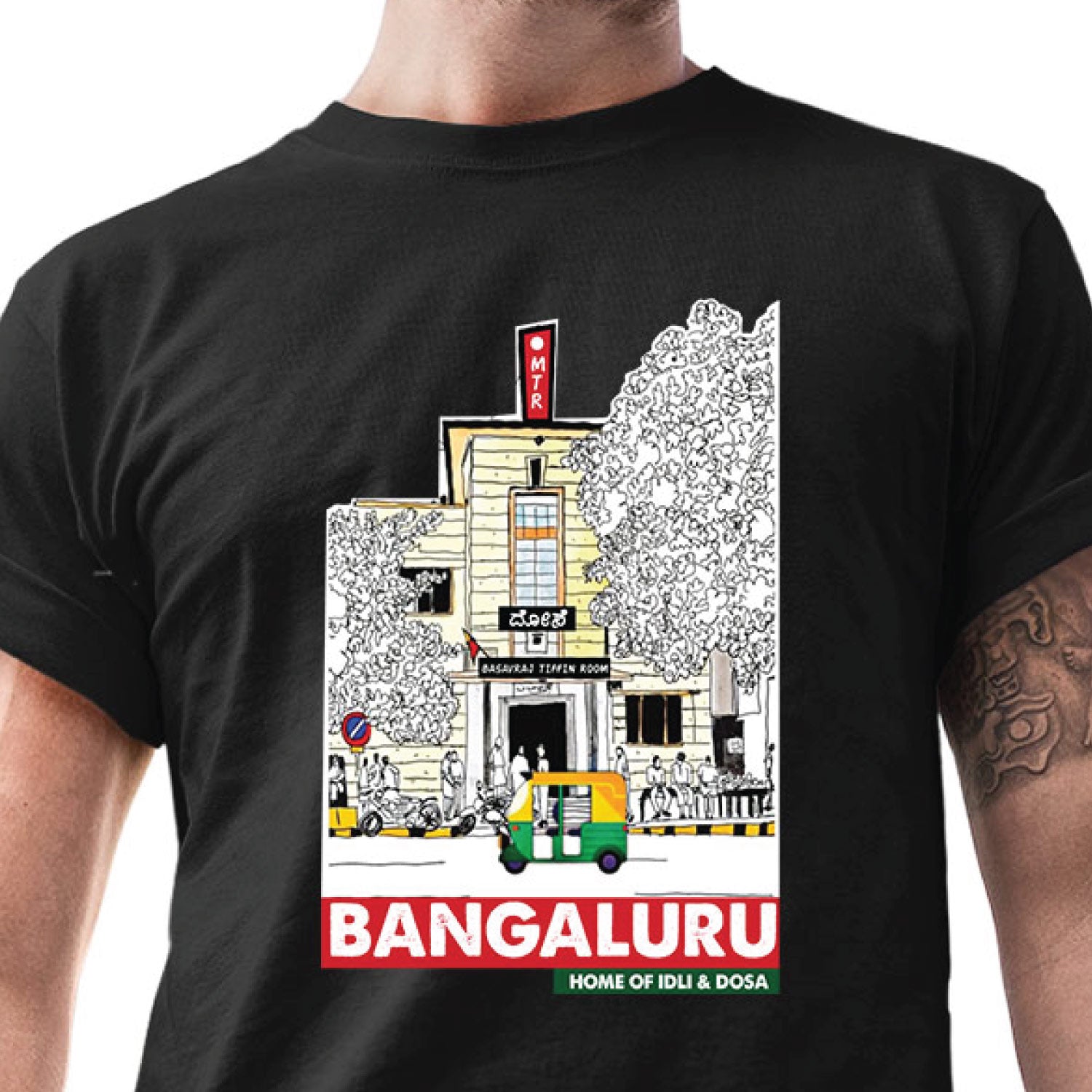 Tantra Bangaluru Dosa & Idli Graphic Cotton Unisex T Shirt Food Culture Print Casual Wear Original Since 1997
