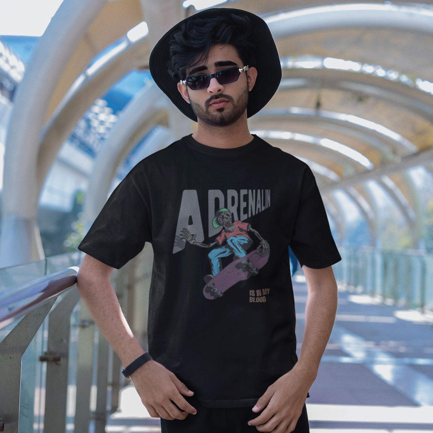In My Blood Men's Front & Back Graphic Polycotton Single Jersey T-Shirt Regular Fit Everyday Casual Wear