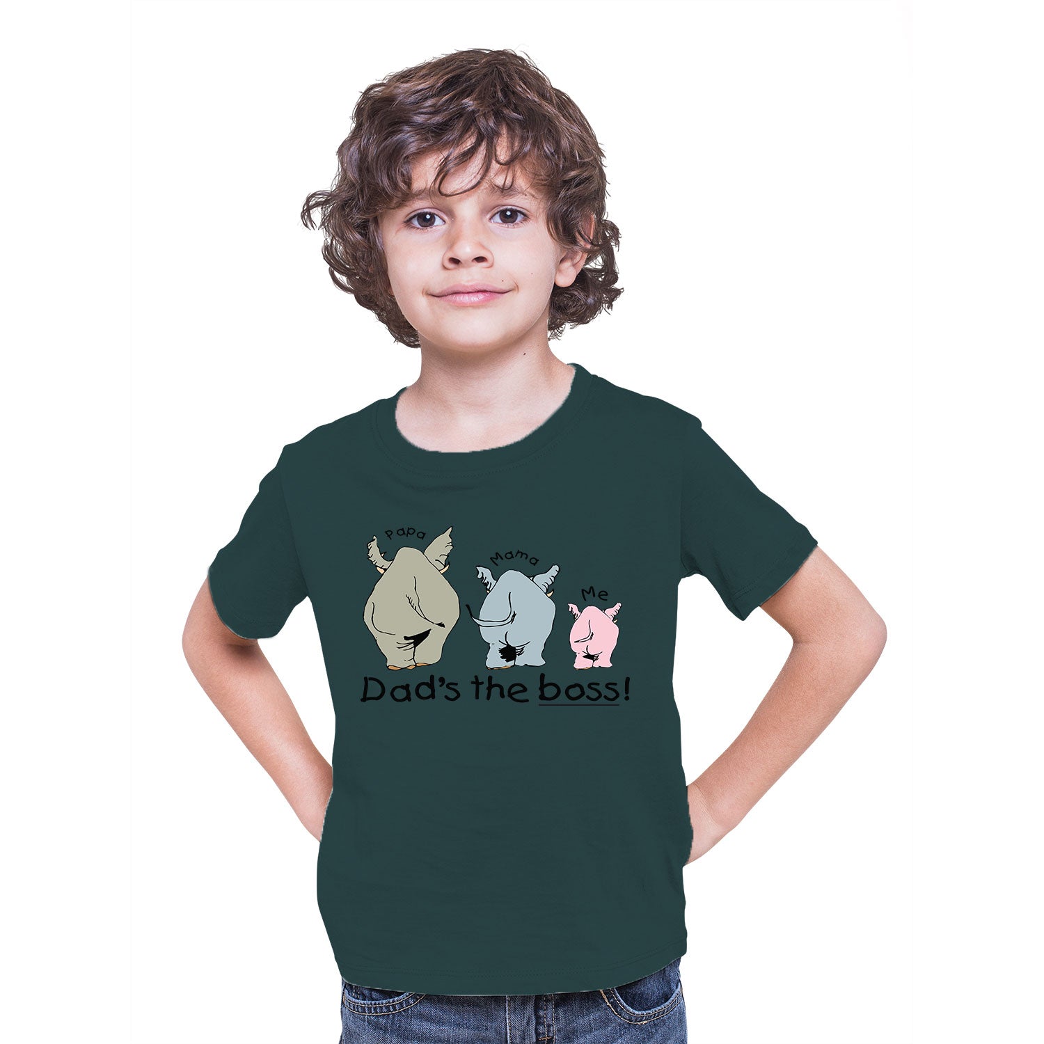 Dad’s The Boss Cotton Kids T-Shirt Cute Elephant Graphic Casual Wear Original Since 1997