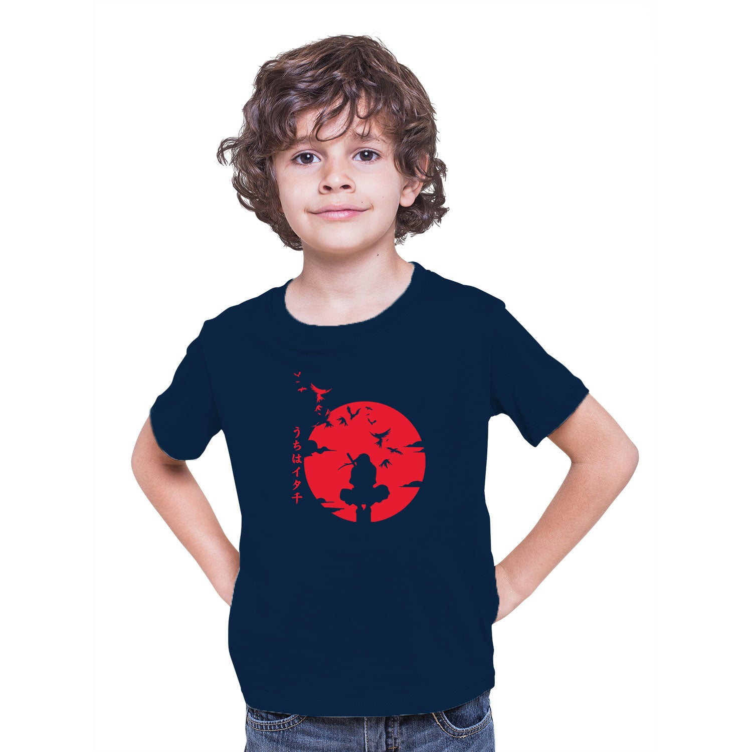 Night Moon Ninja Silhouette Cotton Kids T-Shirt Red Sun Graphic Casual Wear Original Since 1997