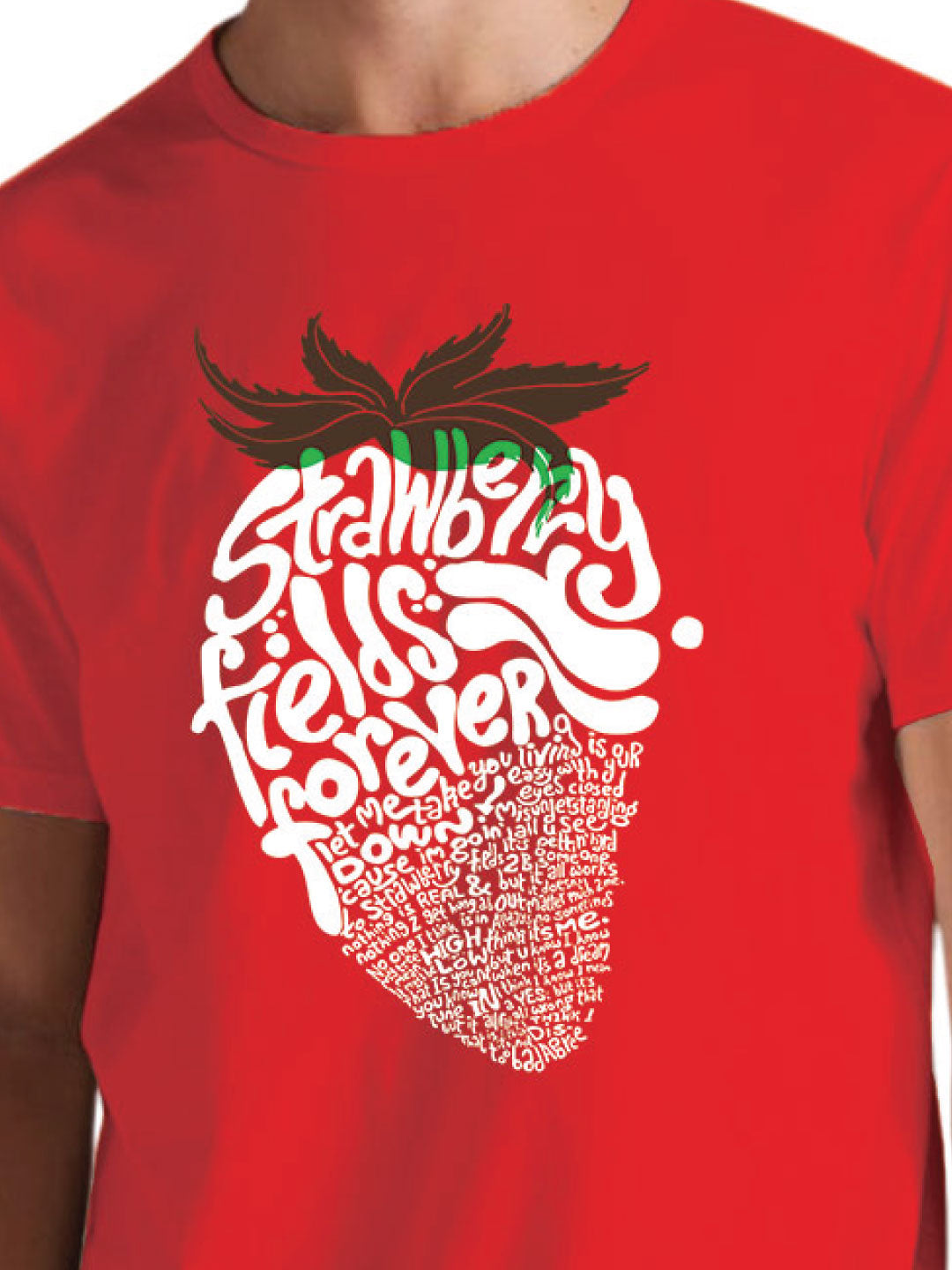 Strawberry Typography Art Men's T-Shirt | Bold Fruit Silhouette Graphic | Casual Wear | Tantra Original Since 1997