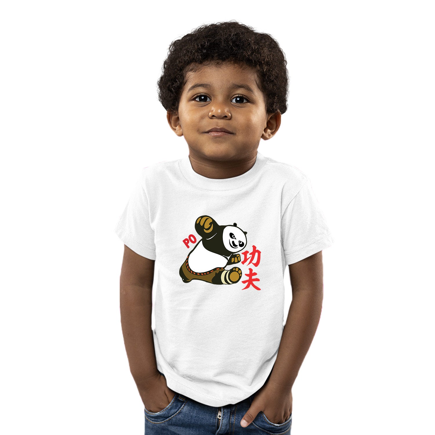Po Cotton Kids T-Shirt Playful Panda Graphic Round Neck Casual Wear Original Since 1997