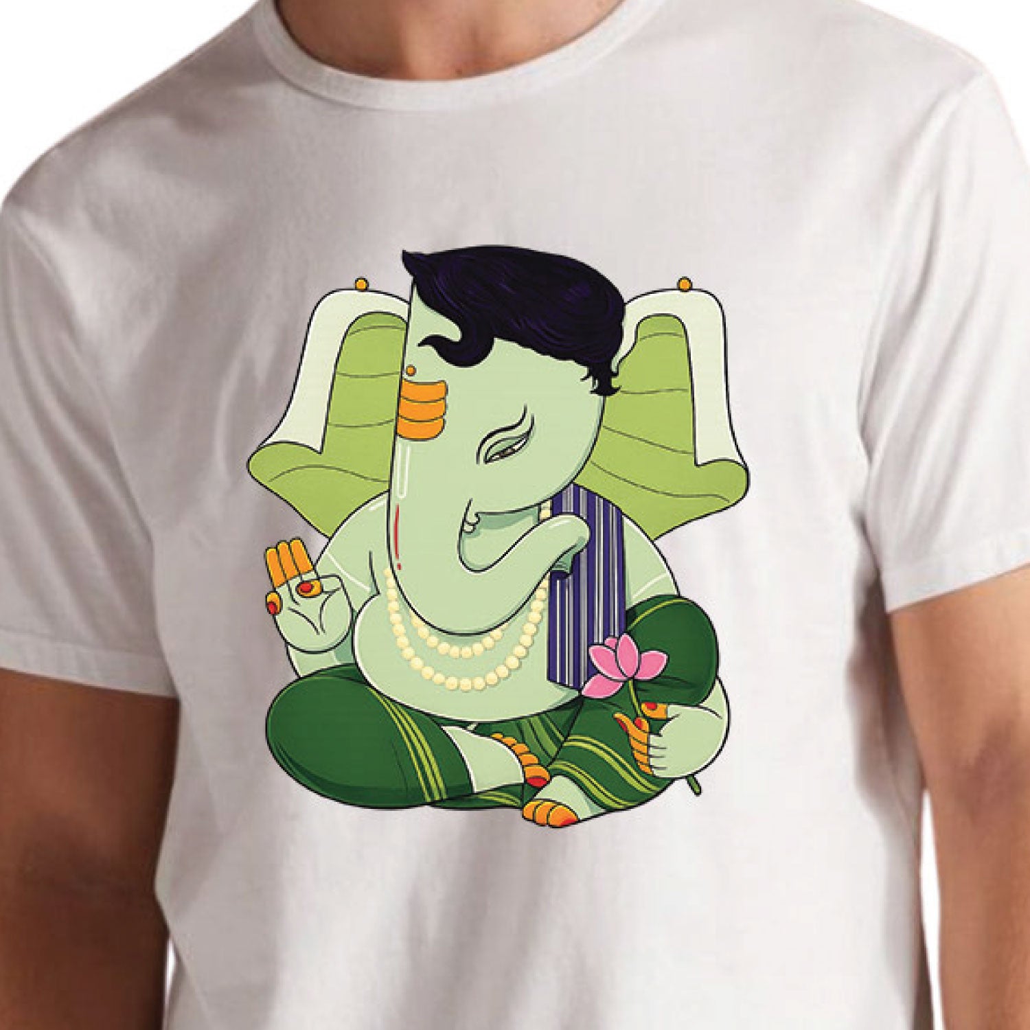 Ganesha Lotus 100% Cotton Unisex T-Shirt Everyday Casual Wear Original Since 1997 Shipping Globally