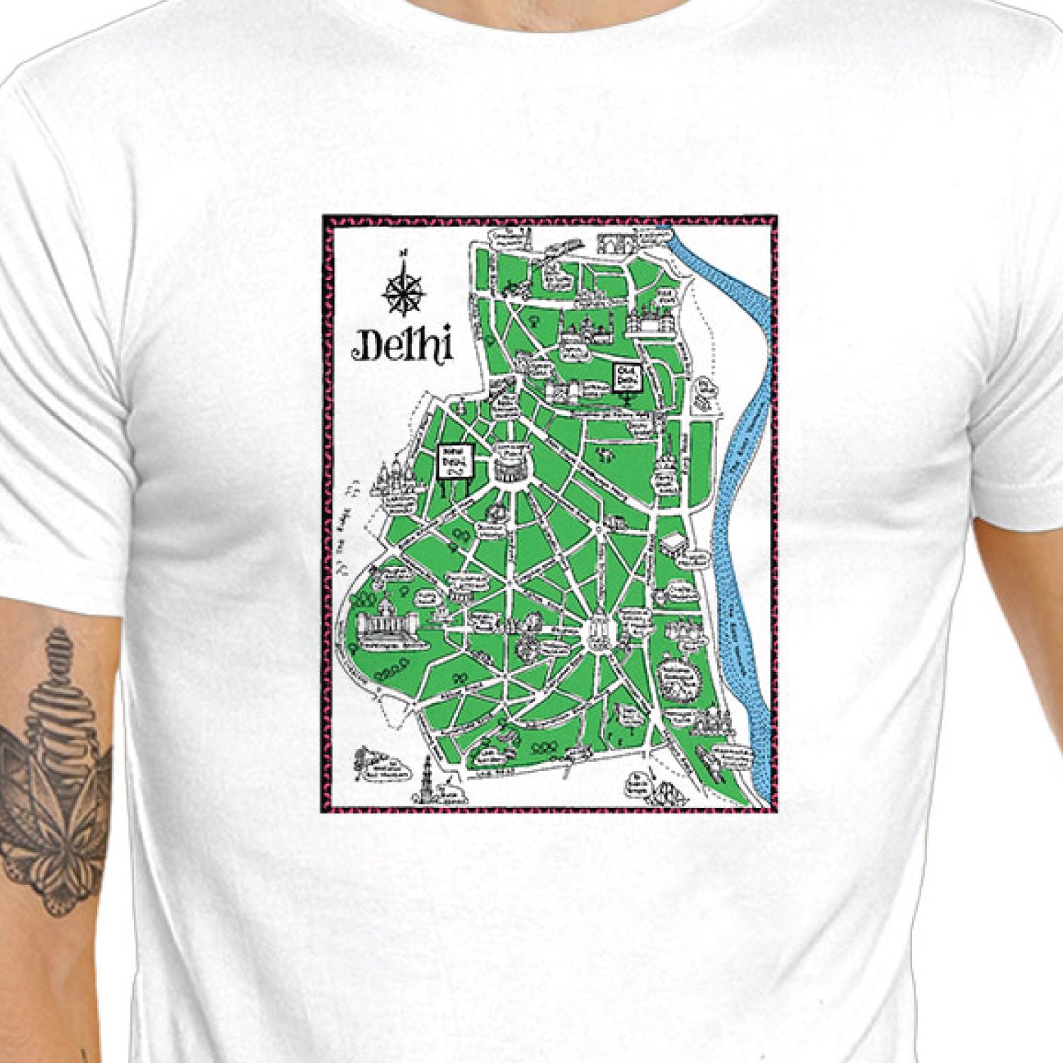 Tantra Delhi Old New Graphic Cotton Unisex T Shirt City Map Style Casual Wear Original Since 1997
