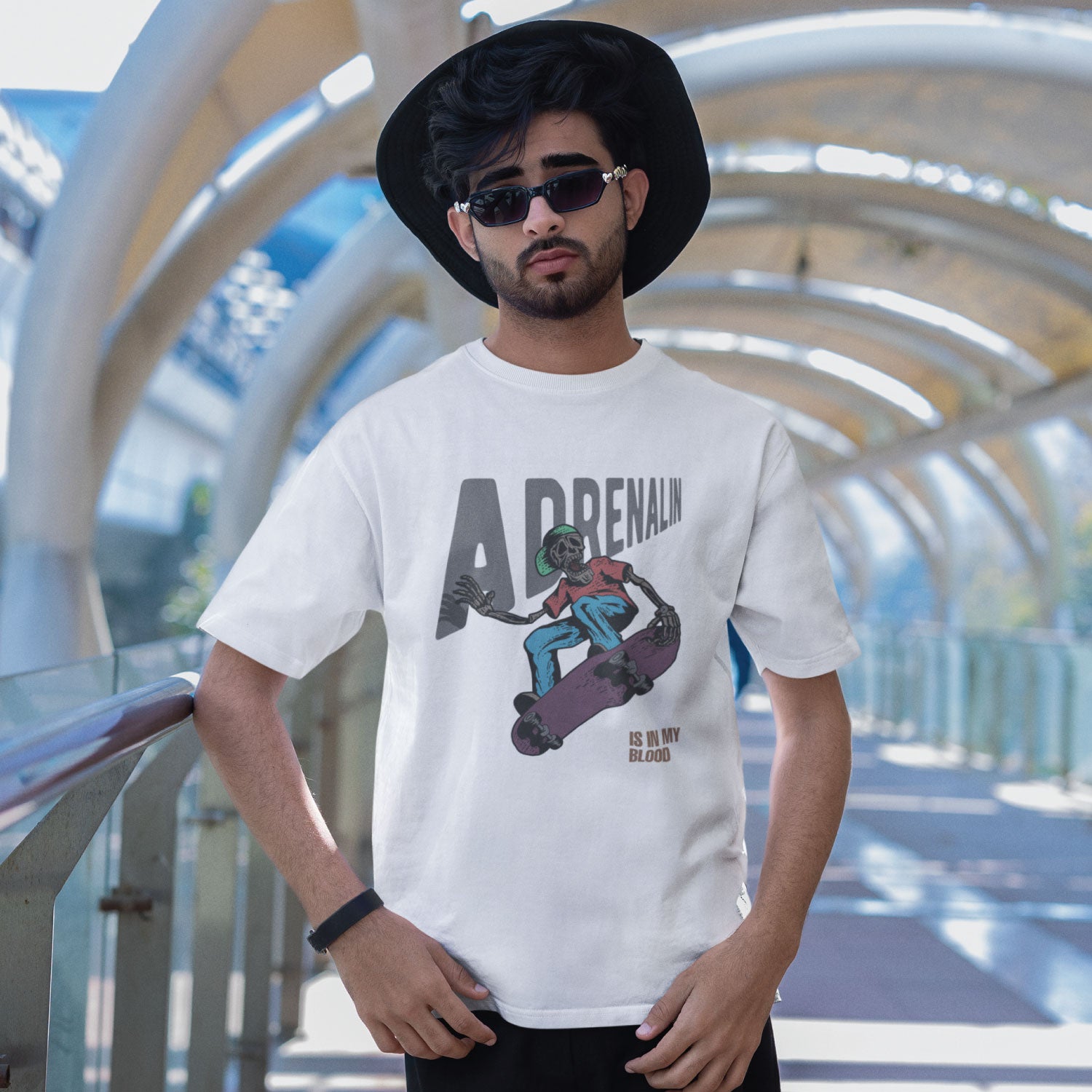 In My Blood Men's Front & Back Graphic Polycotton Single Jersey T-Shirt Regular Fit Everyday Casual Wear