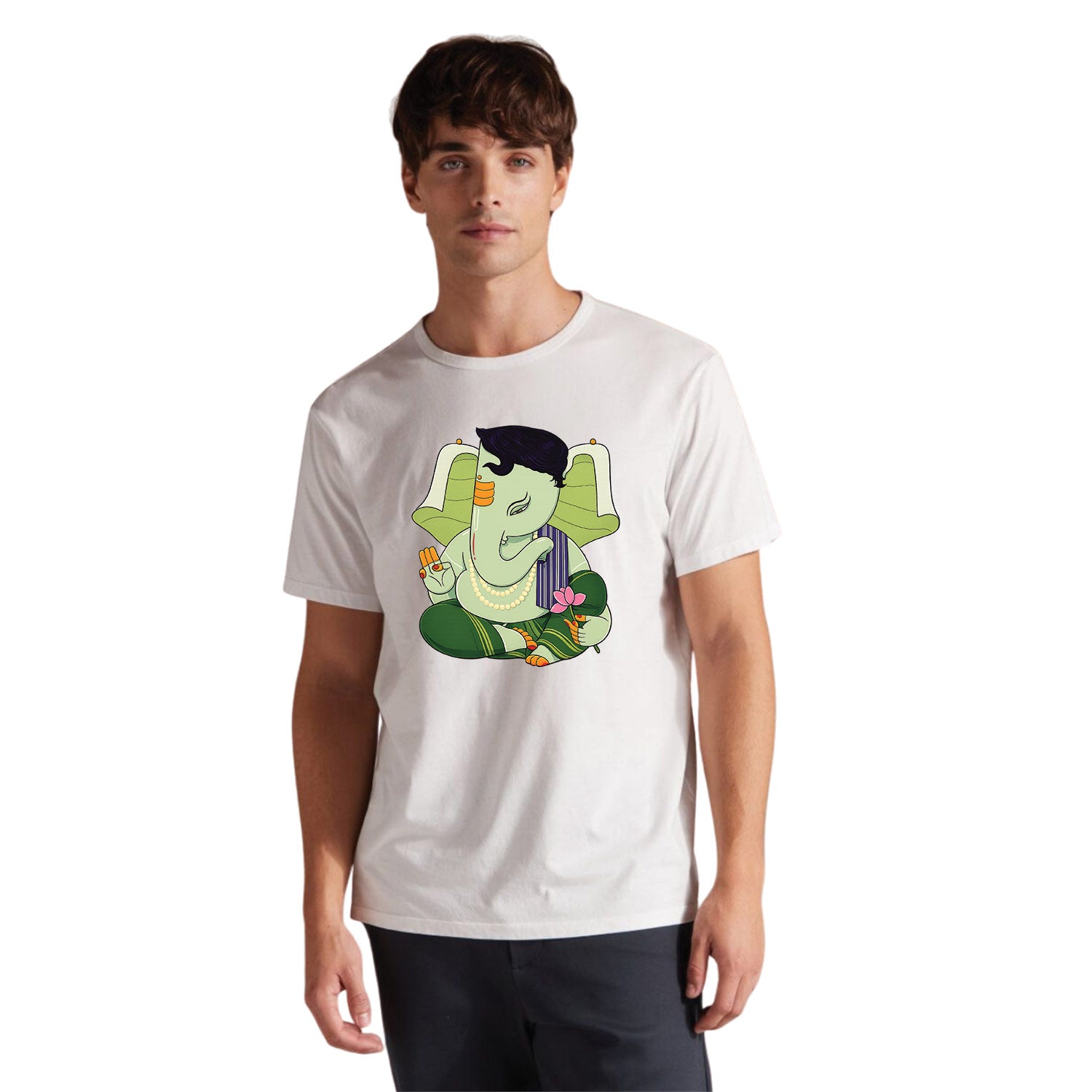 Ganesha Lotus 100% Cotton Unisex T-Shirt Everyday Casual Wear Original Since 1997 Shipping Globally
