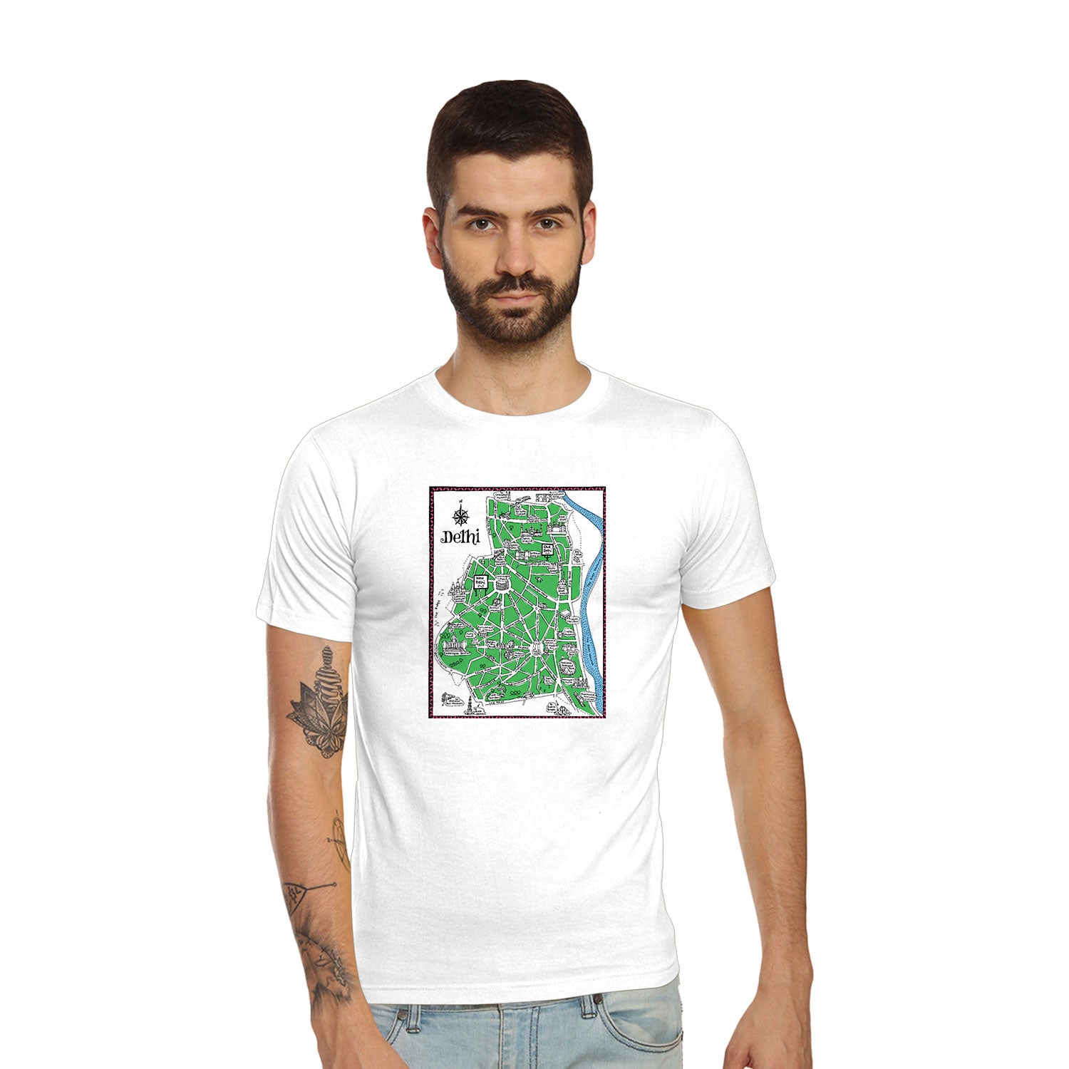 Tantra Delhi Old New Graphic Cotton Unisex T Shirt City Map Style Casual Wear Original Since 1997