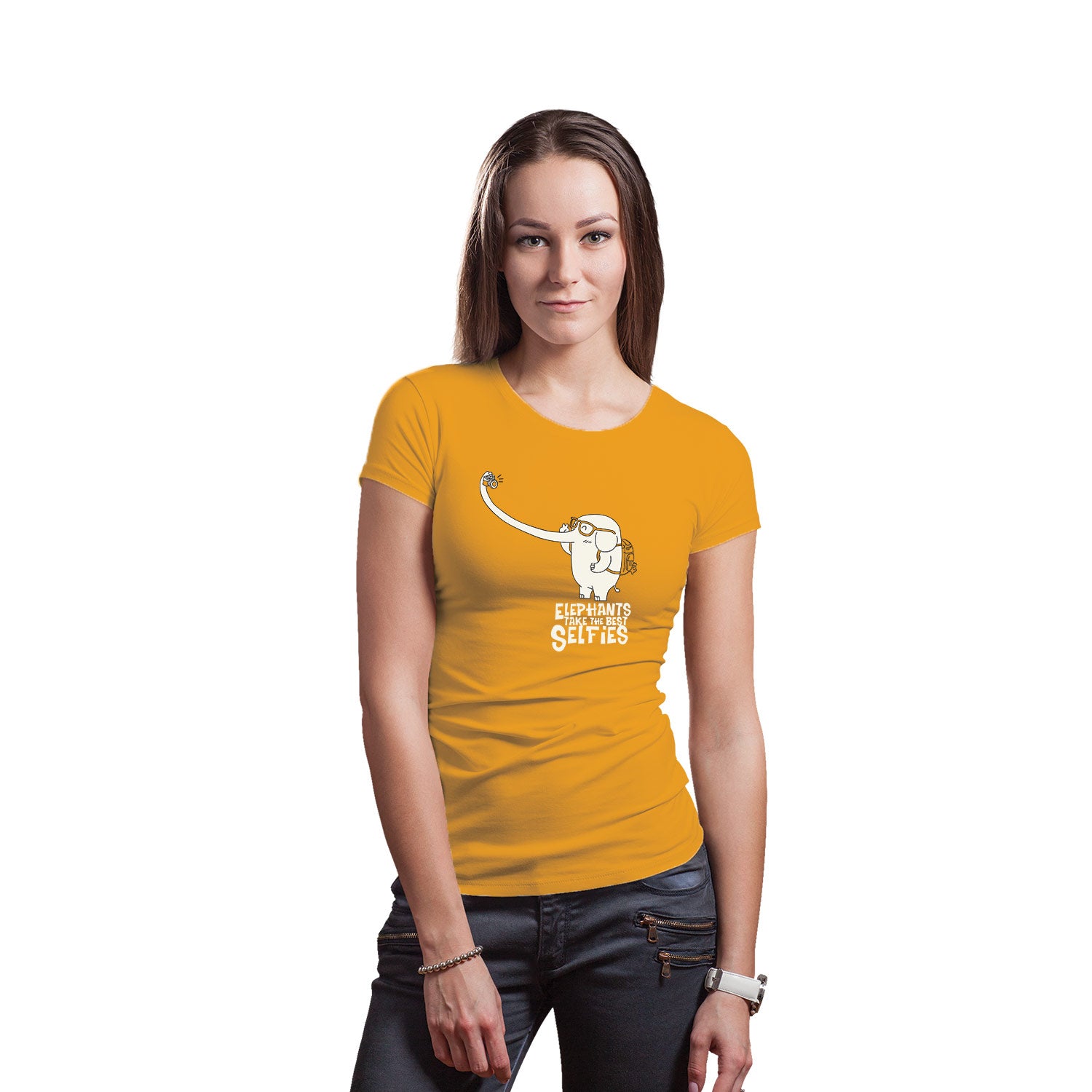 Tantra Elephant Selfie Women’s Cotton T-Shirt Everyday Casual Wear Original Since 1997 Shipping Globally
