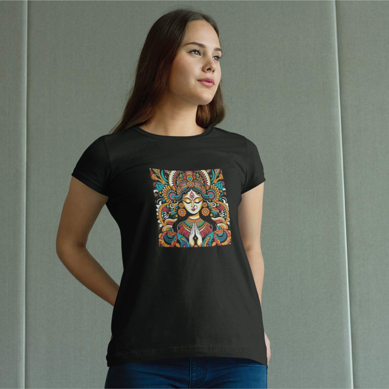 Tantra Goddess Women's 100% Cotton Round Neck Graphic Printed T