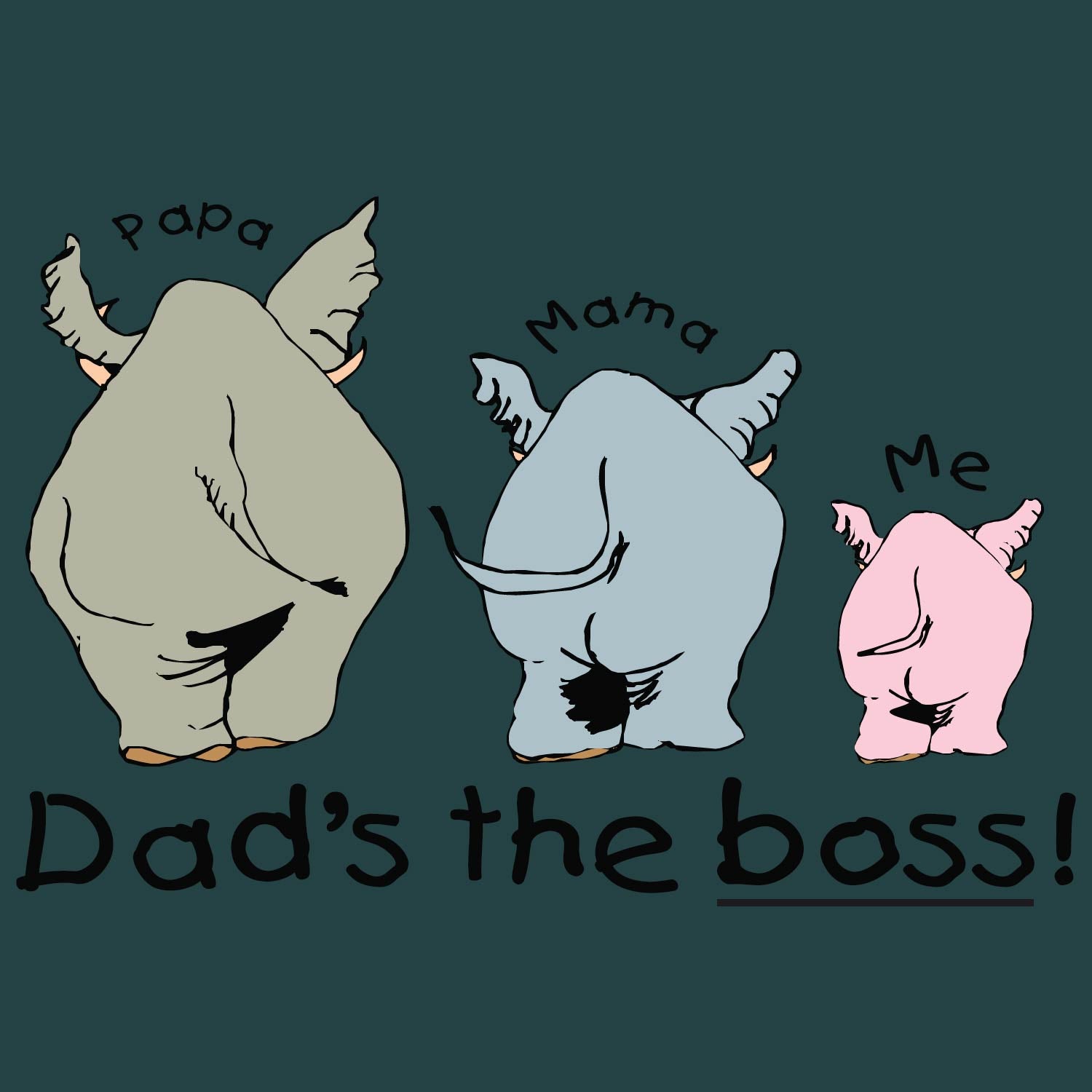 Dad’s The Boss Cotton Kids T-Shirt Cute Elephant Graphic Casual Wear Original Since 1997