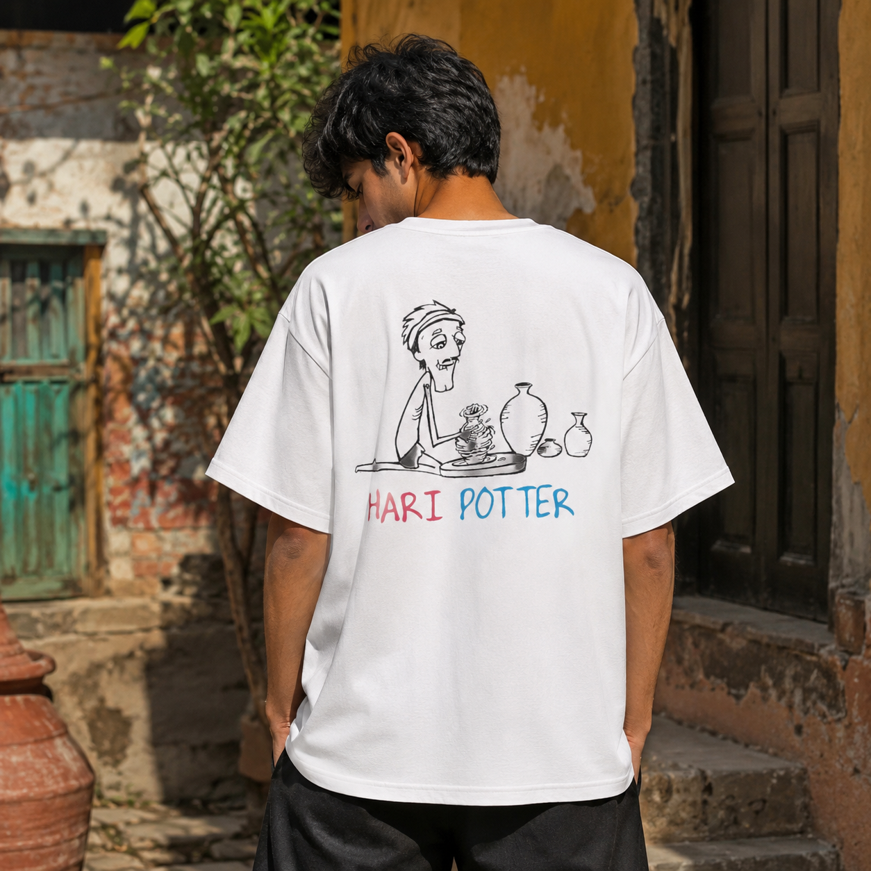 Hari Potter Oversized Back Print Cotton Men's T-Shirt Casual Wear Tantra Original Since 1997