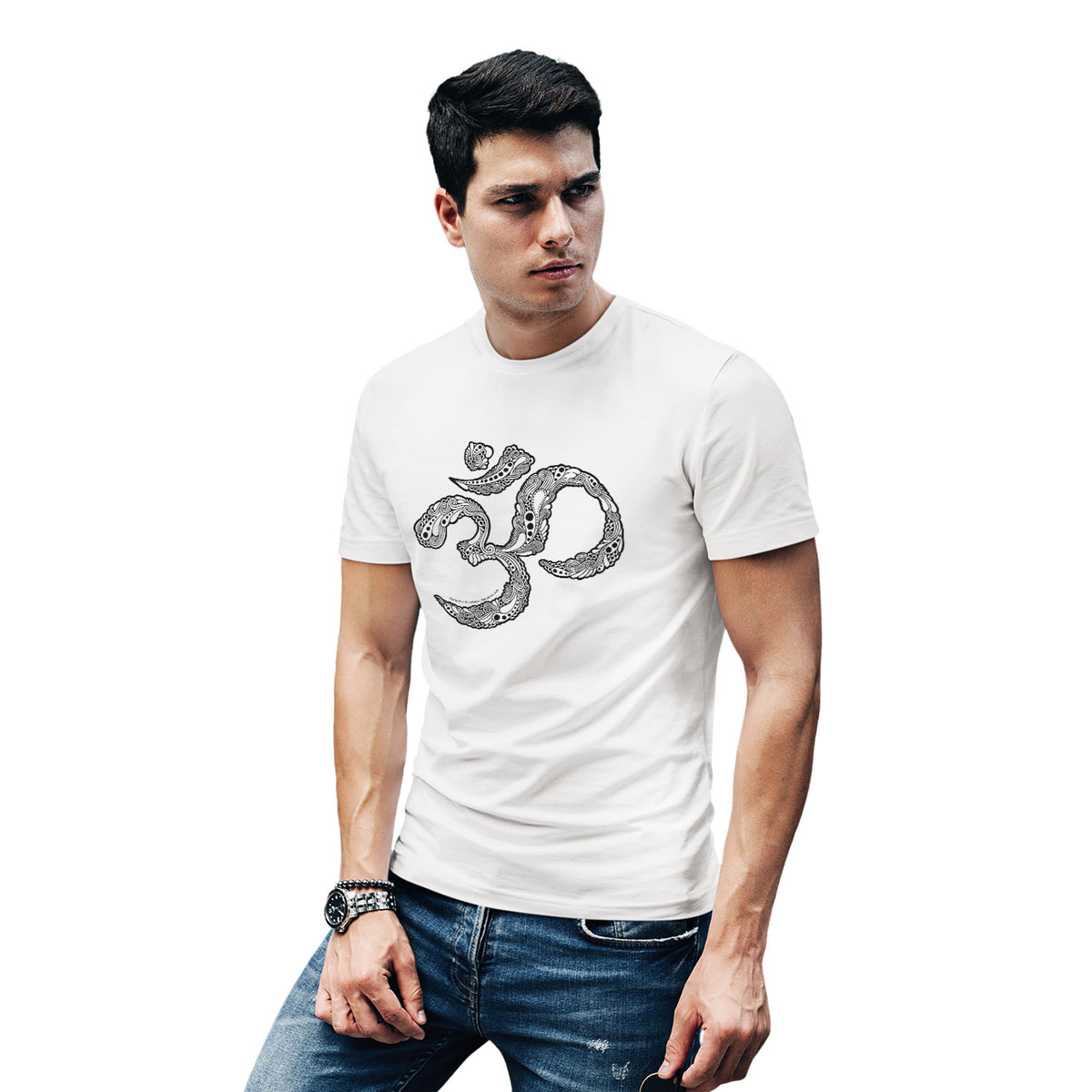 Tantra OM Doodle Graphic Printed Cotton T-Shirt | Spiritual Mandala Art | Casual Wear | Original Since 1997