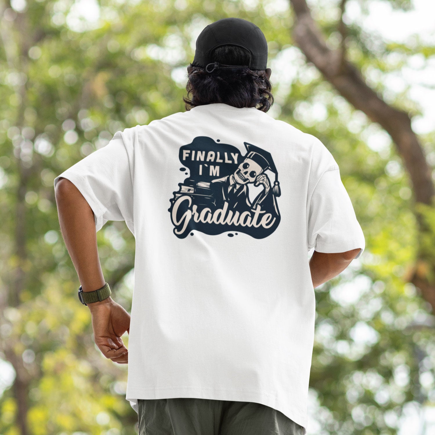 Graduate Men's Front & Back Graphic Polycotton Single Jersey T-Shirt Regular Fit Everyday Casual Wear