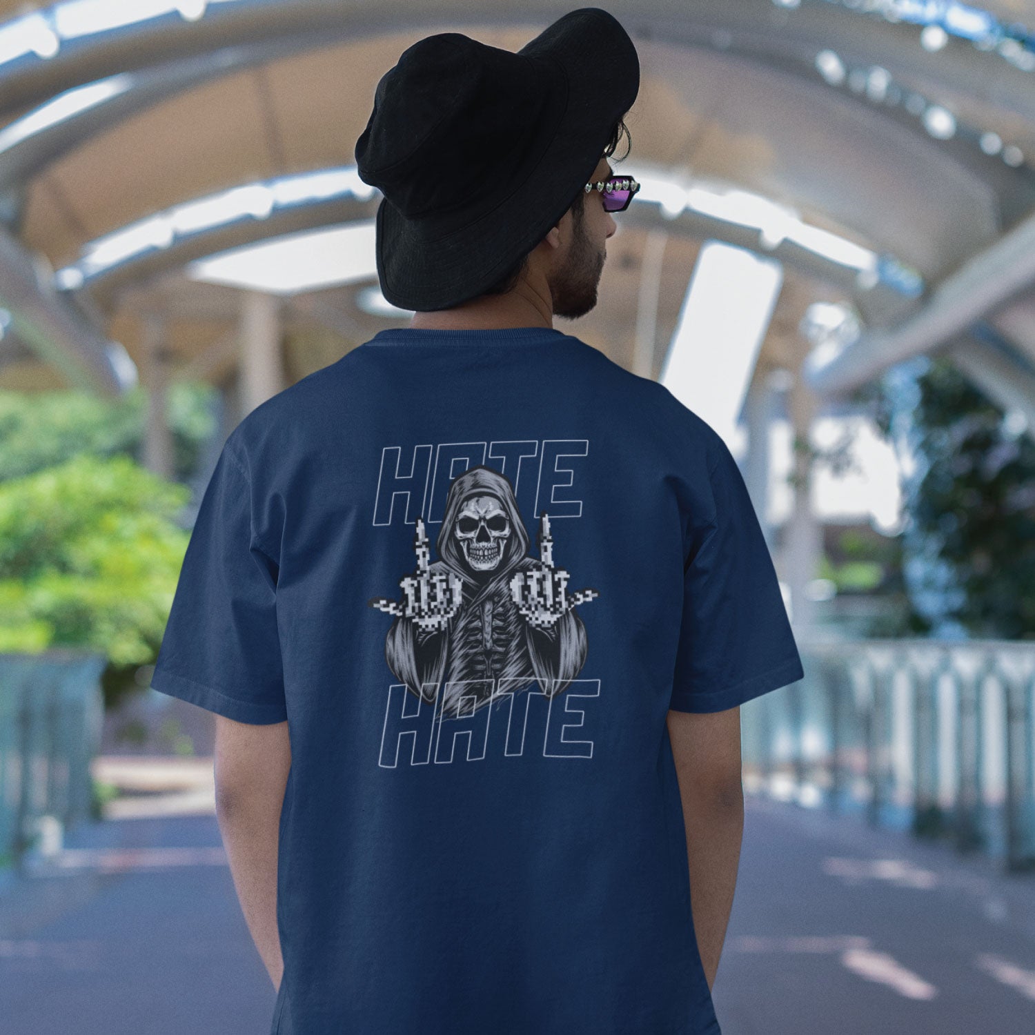 Hate Men's Front & Back Graphic Polycotton Single Jersey T-Shirt Regular Fit Everyday Casual Wear