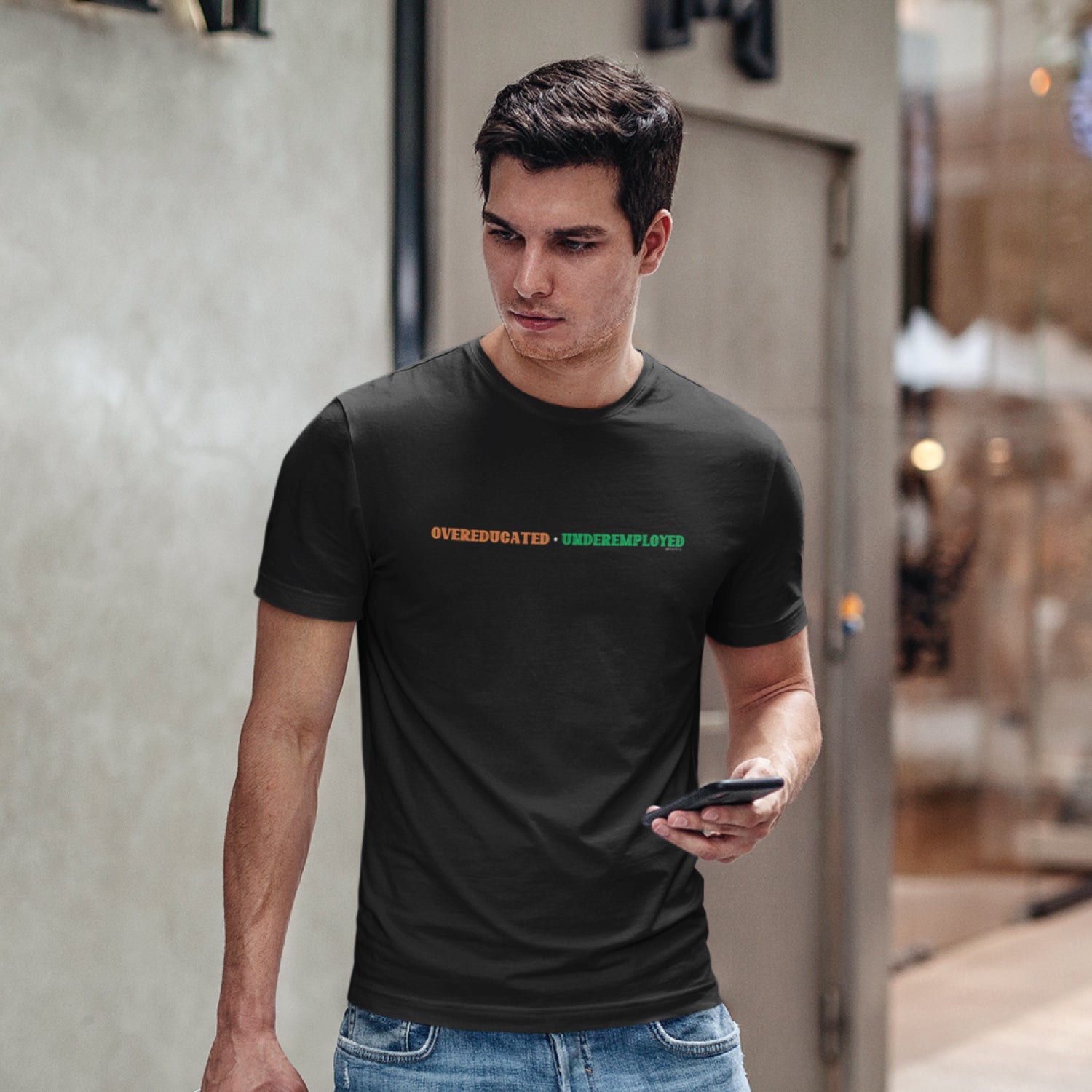 Overeducated 100% Cotton Men's T-Shirt Everyday Casual Wear Shipping Globally