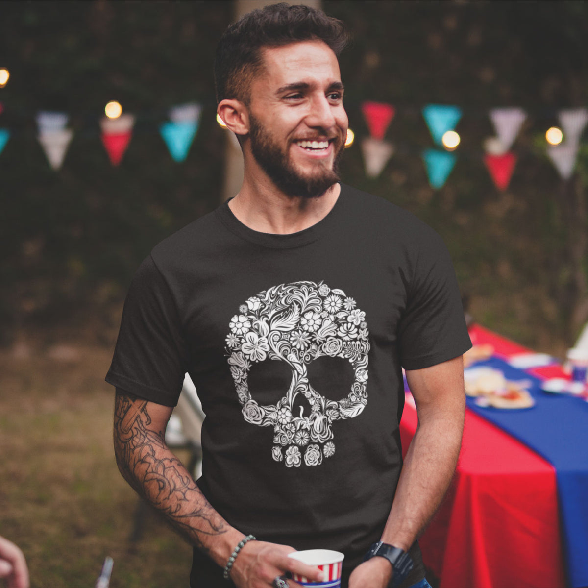 Groovy Skull Graphic Printed T-Shirt | Tantra T-Shirts