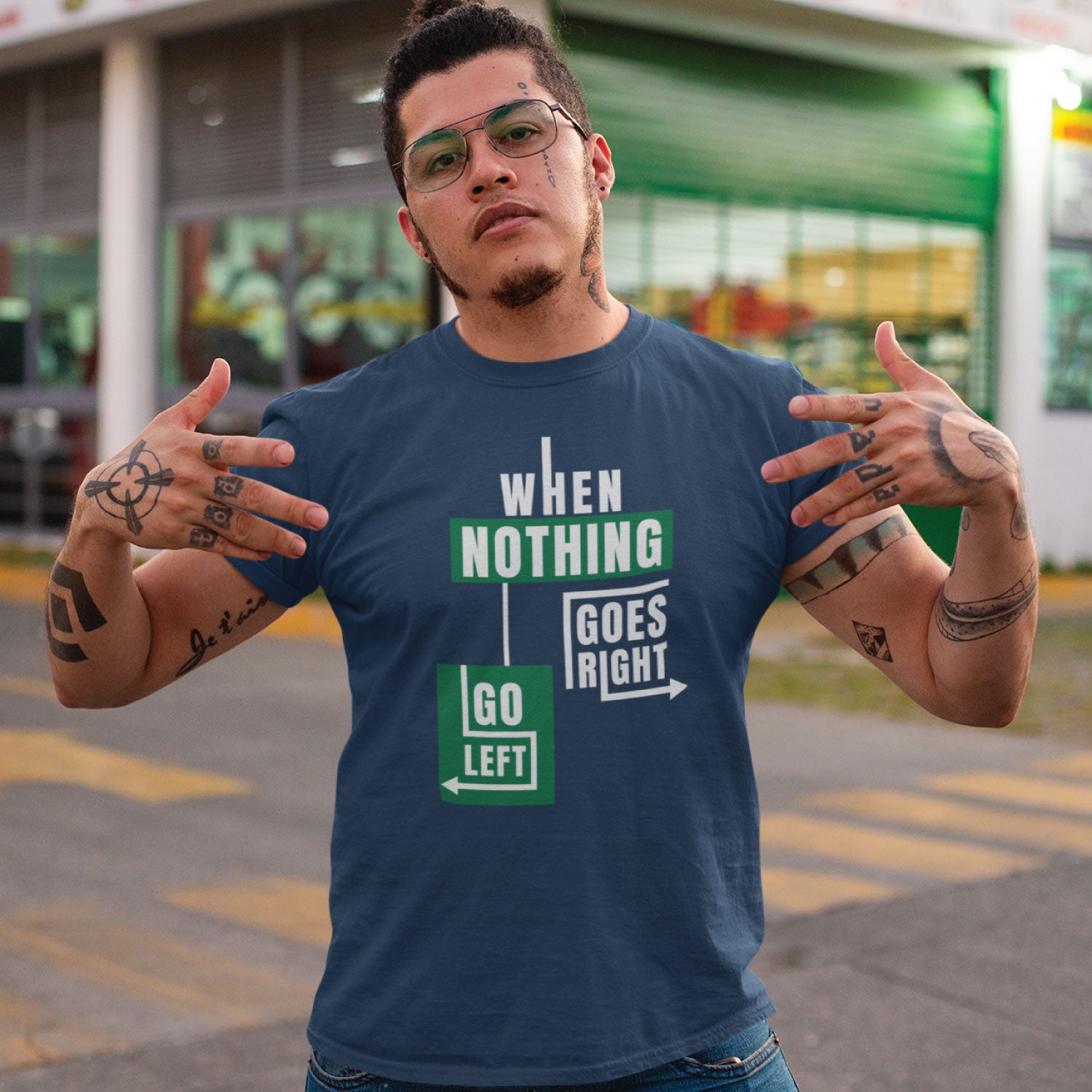 Nothing Goes Men's Front & Back Graphic Polycotton Single Jersey T-Shirt Regular Fit Everyday Casual Wear