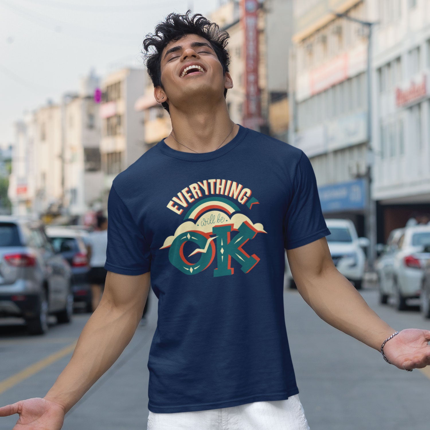 Everything Men's Front & Back Graphic Polycotton Single Jersey T-Shirt Regular Fit Everyday Casual Wear