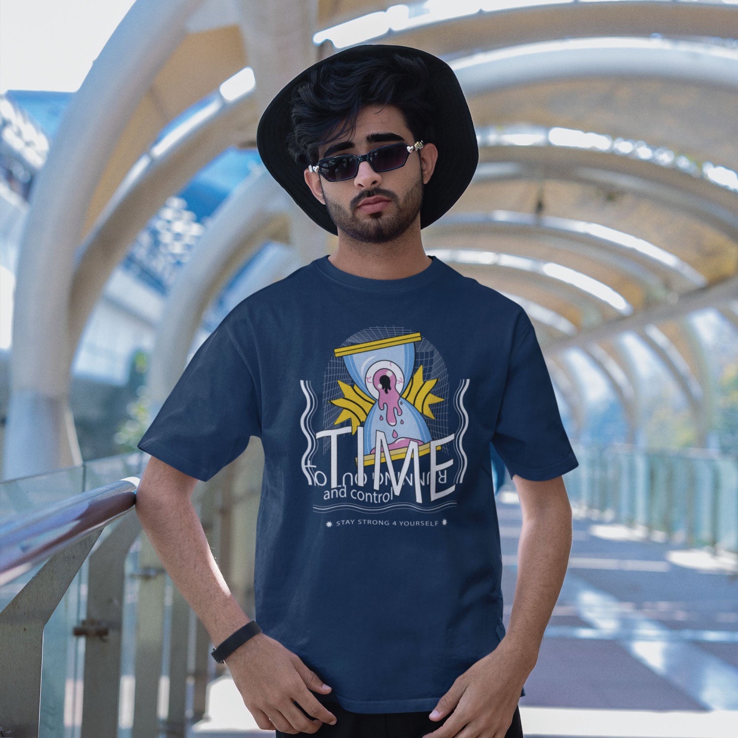 Time Men's Front & Back Graphic Polycotton Single Jersey T-Shirt Regular Fit Everyday Casual Wear