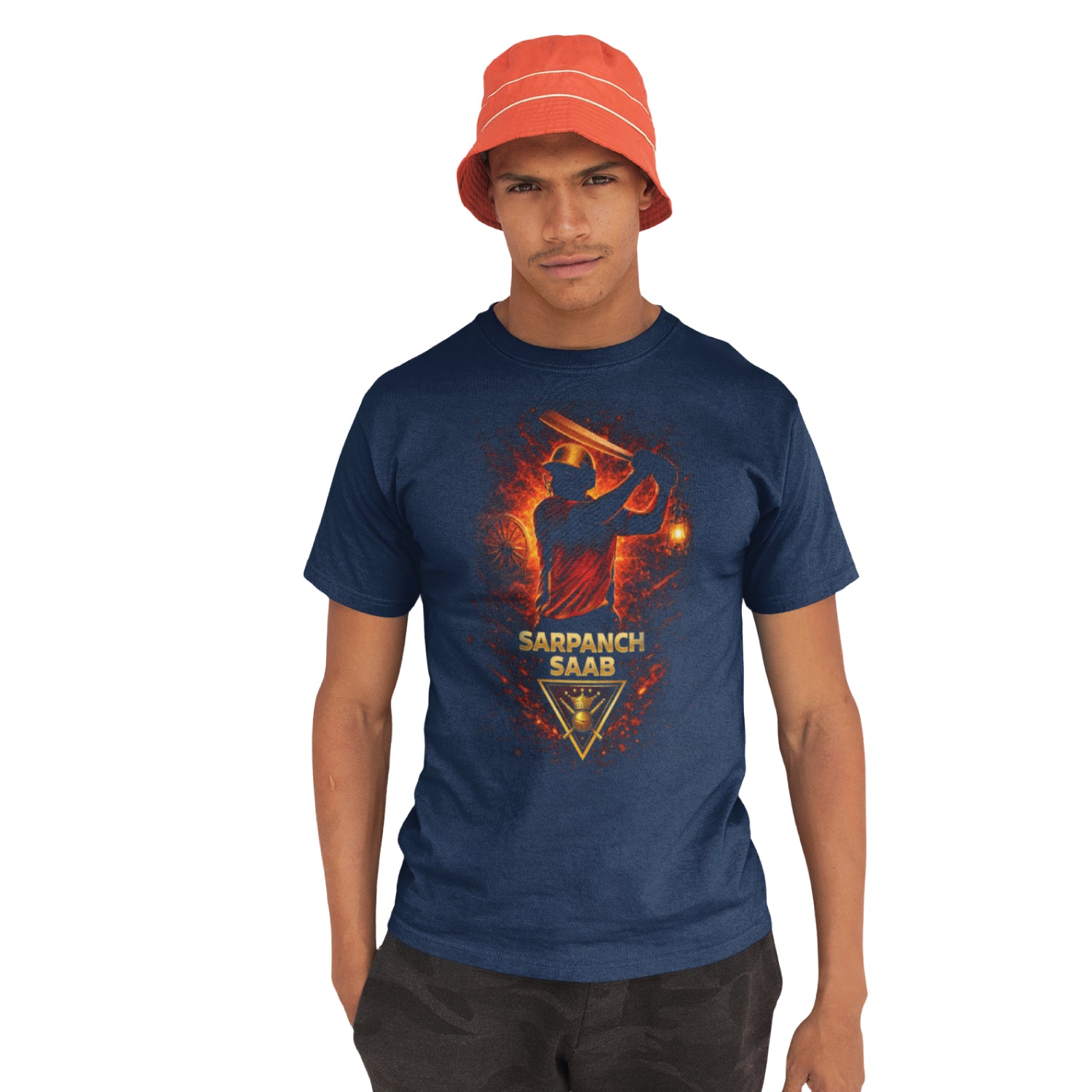 Tantra Sarpanch Saab Cricket Graphic Print Cotton Unisex Batting Sports T-shirt Regular Fit Original Since 1997
