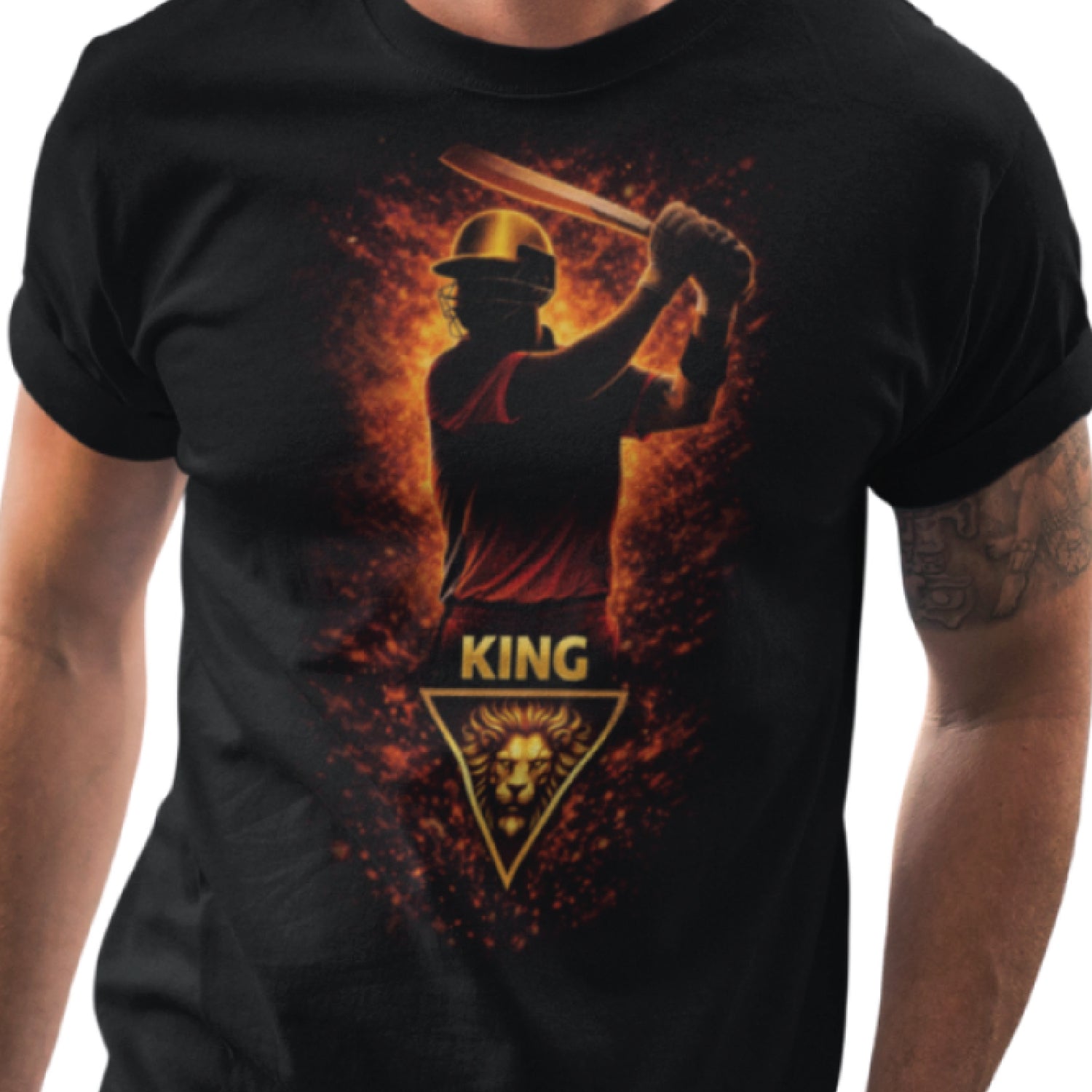 Tantra King Cricket Graphic Print Cotton Unisex Batting Sports T-shirt Regular Fit Original Since 1997